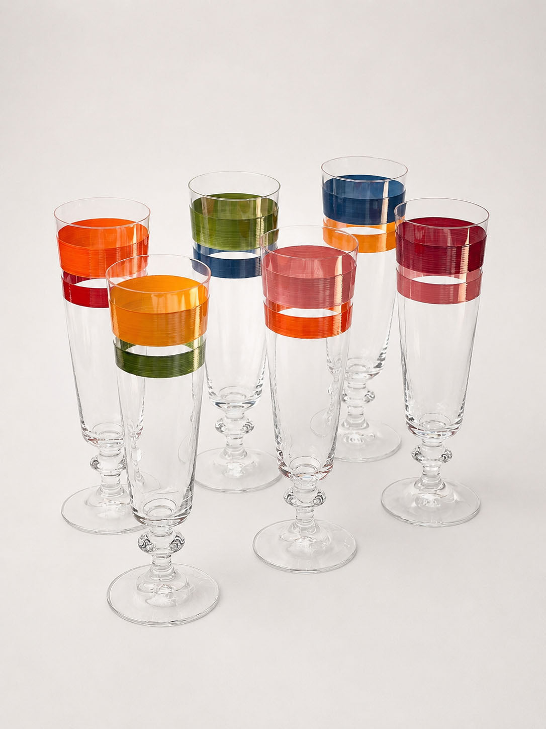 Copas Champán Portofino · cristalería pintada a mano en portofino · Los Vasos de Agua Clara