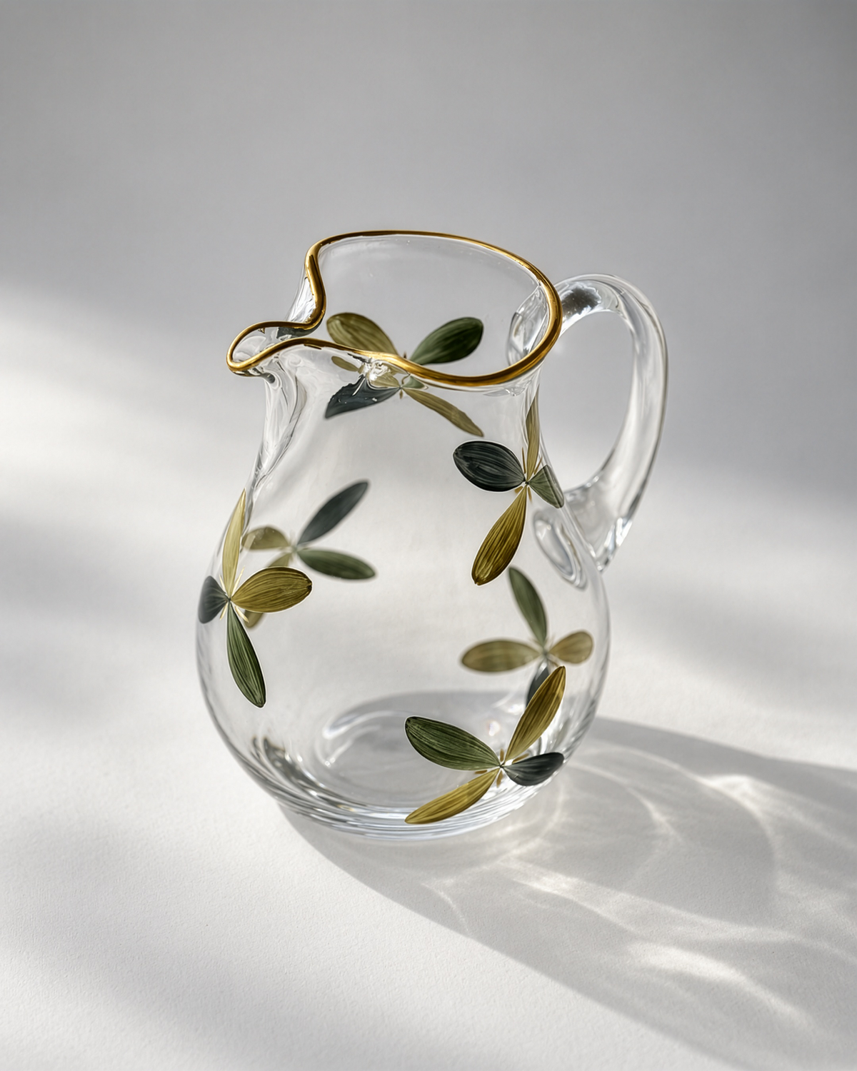 Jarra Holland · cristalería pintada a mano en marrón · Los Vasos de Agua Clara