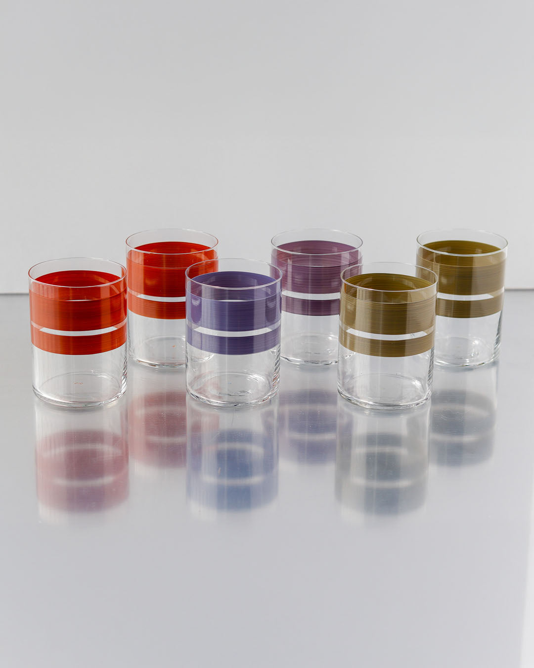 Vasos Portofino Sunrise · cristalería pintada a mano, vista 2 · Los Vasos de Agua Clara