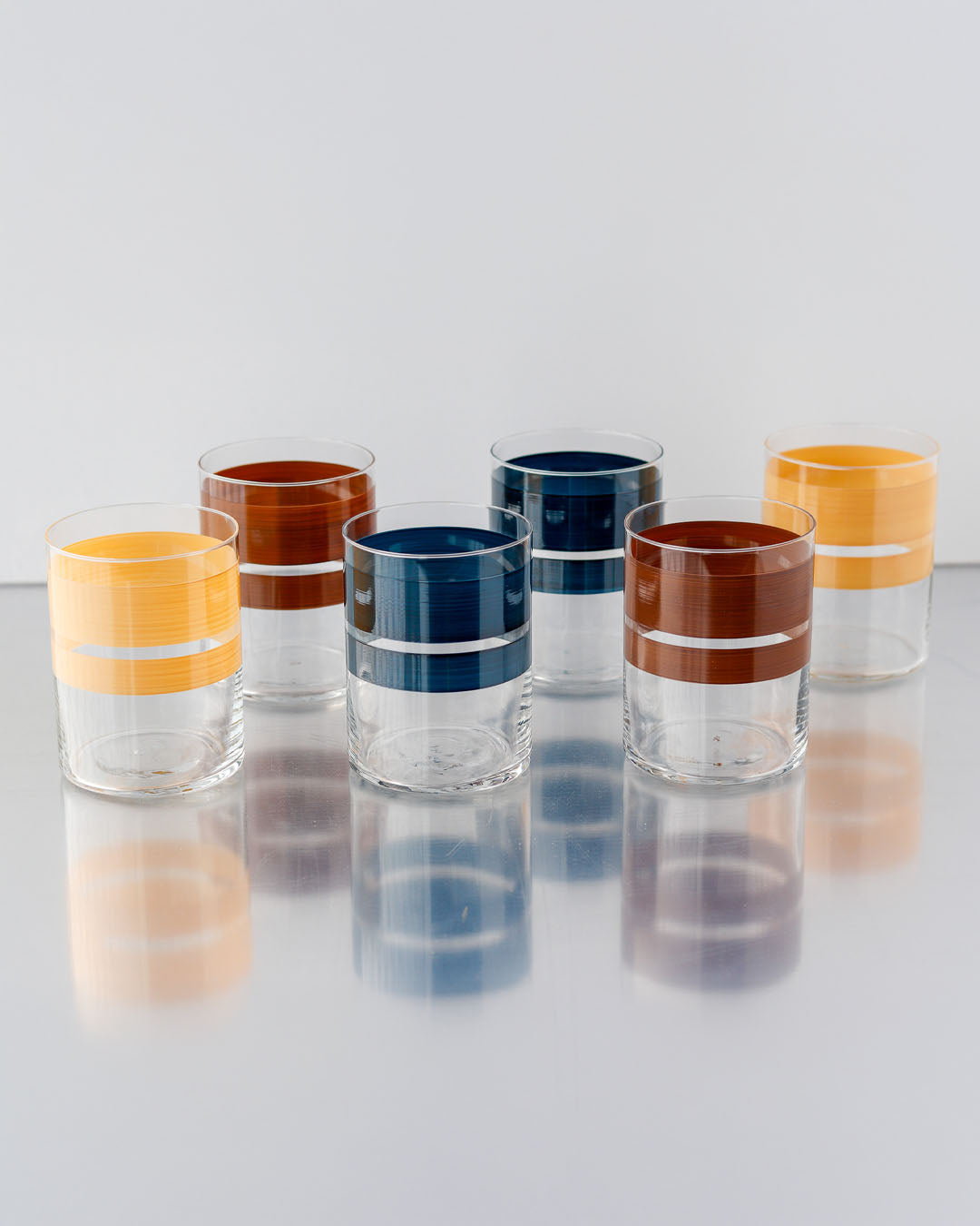 Vasos Portofino Sunset · cristalería pintada a mano, vista 2 · Los Vasos de Agua Clara