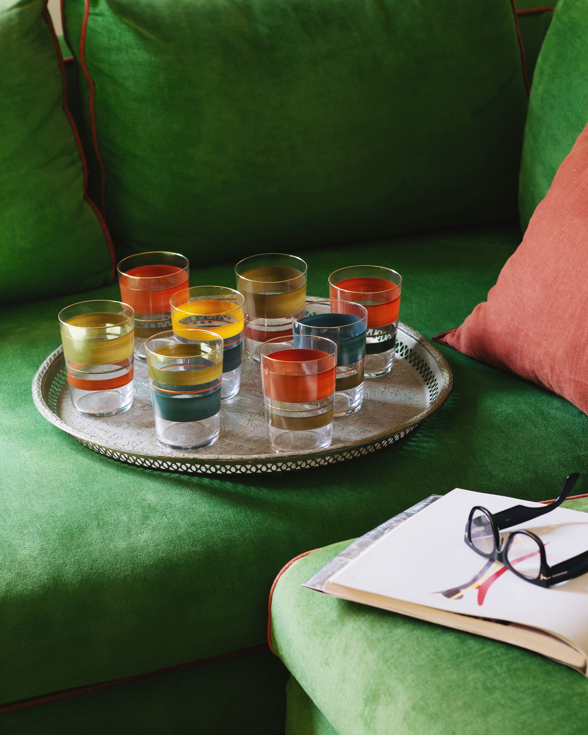 Milan Tumblers · hand-painted glassware, view 4 · Los Vasos de Agua Clara