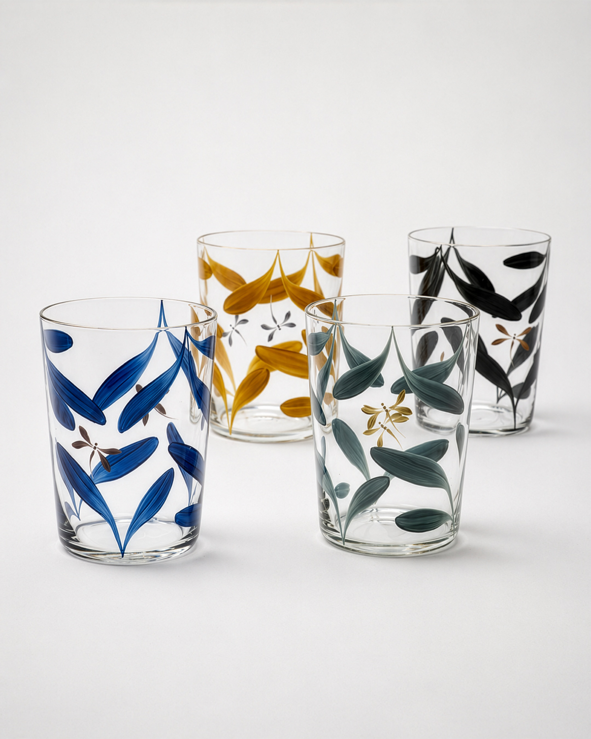 Vasos Melides Autumn · cristalería pintada a mano por Los Vasos de Agua Clara