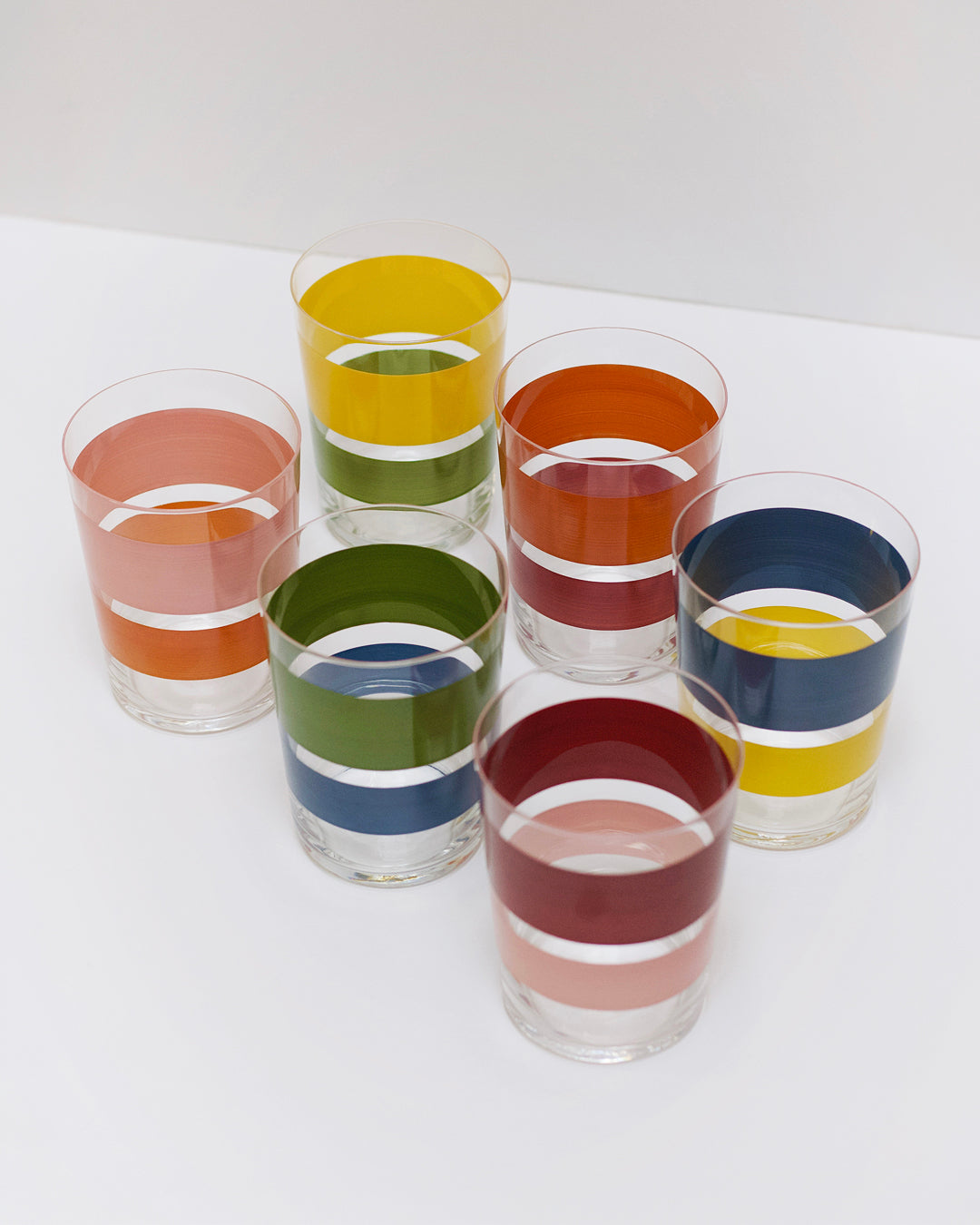 Vasos Portofino · cristalería pintada a mano en portofino · Los Vasos de Agua Clara