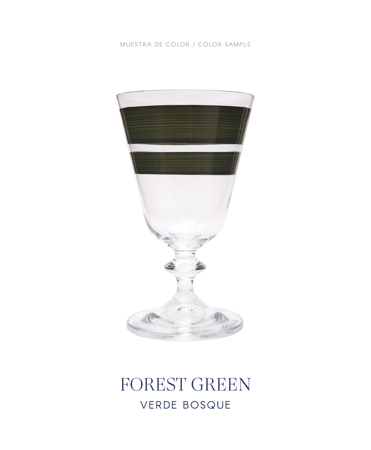 Set Copas y vasos Palawan · cristalería pintada a mano en verde bosque · Los Vasos de Agua Clara