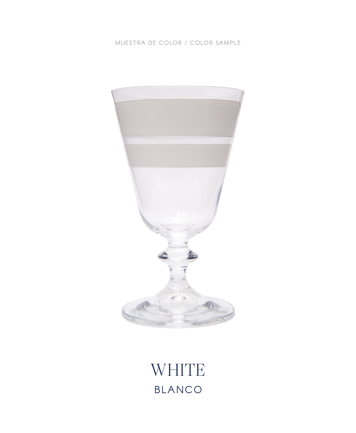 Jarra y Copas Saint Tropez · cristalería pintada a mano en blanco · Los Vasos de Agua Clara