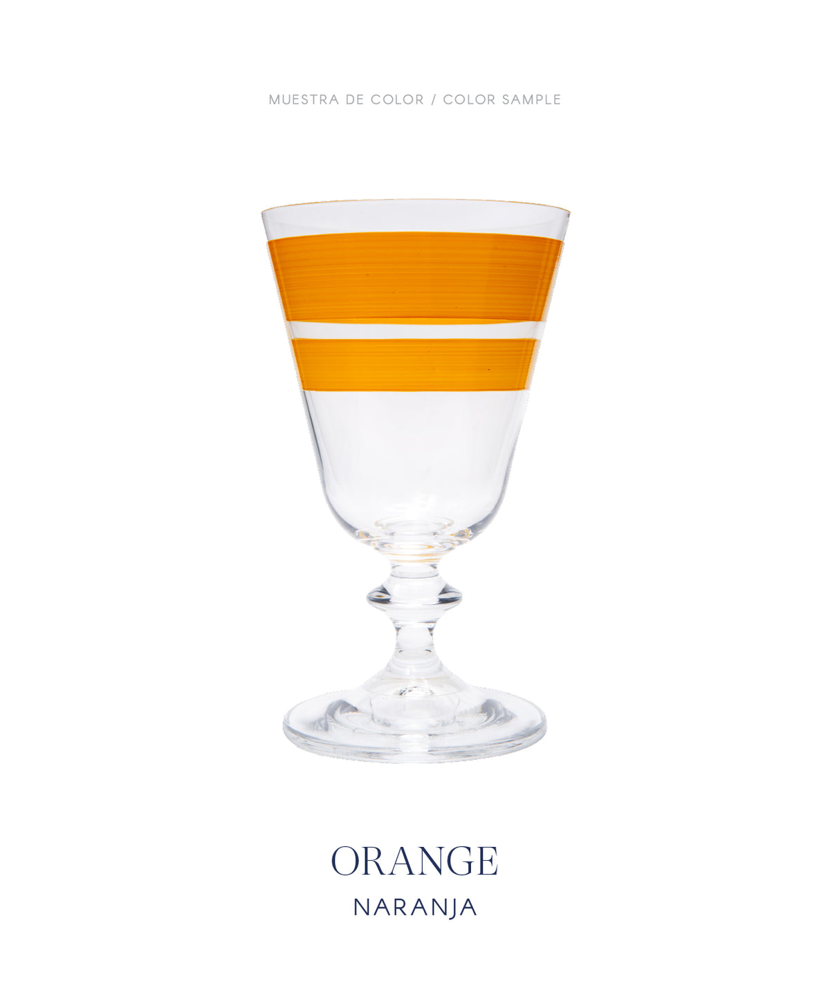 Jarra y Copas Saint Tropez · cristalería pintada a mano en naranja · Los Vasos de Agua Clara