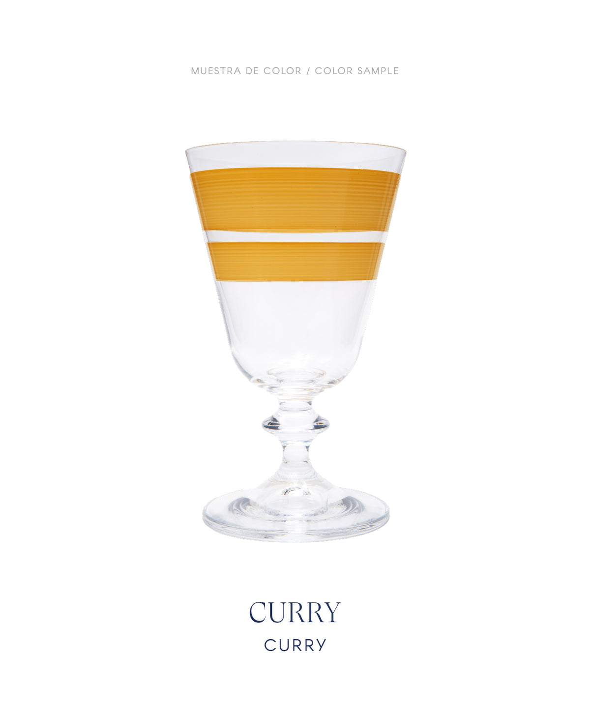 Jarra y Copas Saint Tropez · cristalería pintada a mano en curry · Los Vasos de Agua Clara