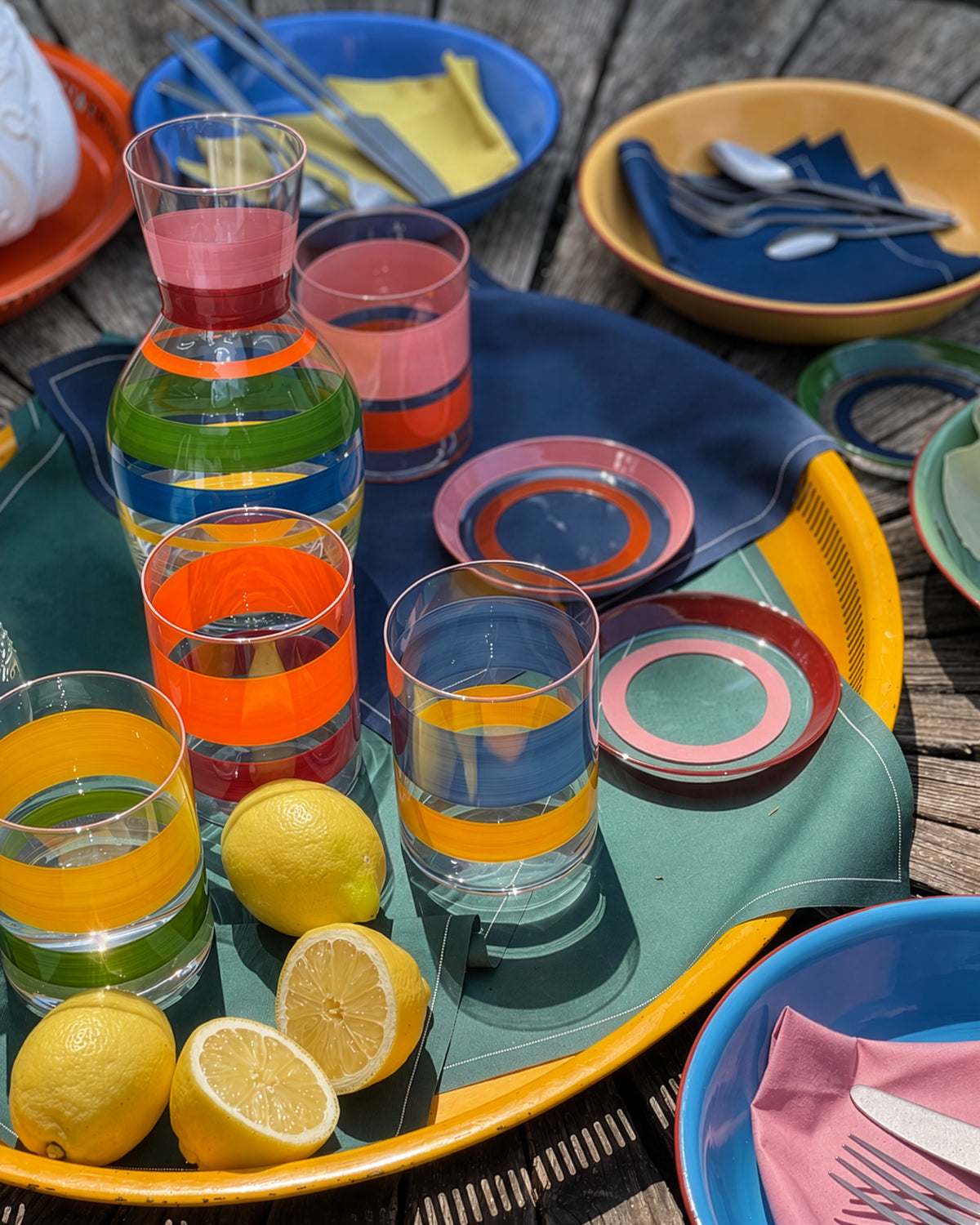 Portofino Set · glassware hand-painted by Los Vasos de Agua Clara