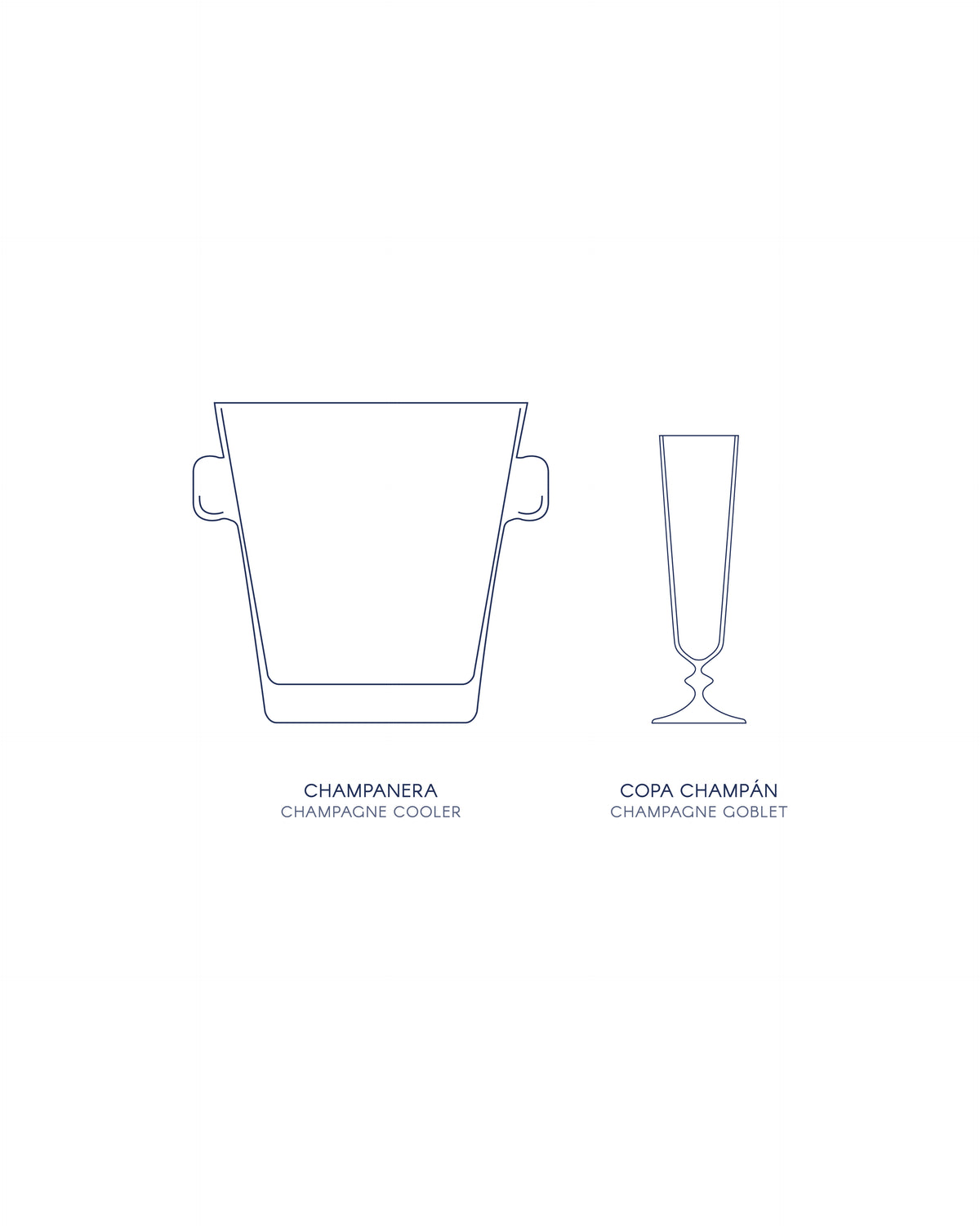 Saanen Champagne Bucket & Paris Glasses · hand-painted glassware, view 9 · Los Vasos de Agua Clara