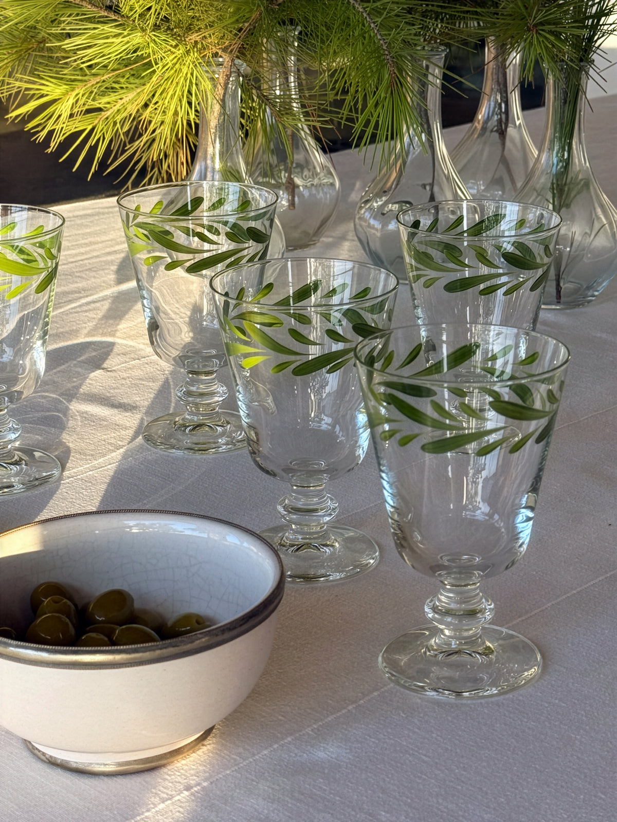 Jalisco Wine Glasses · glassware hand-painted in lime green · Los Vasos de Agua Clara