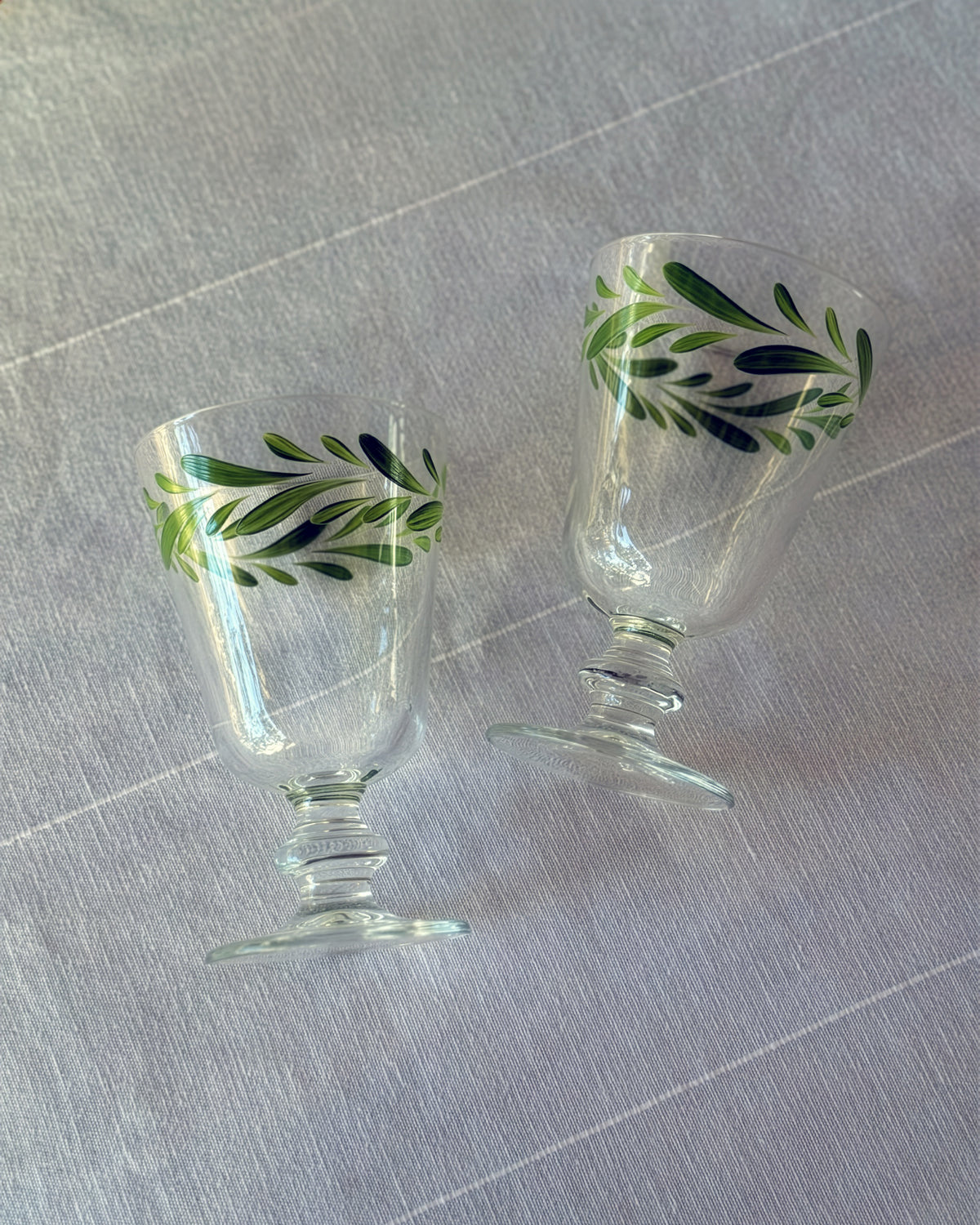 Jalisco Wine Glasses · glassware hand-painted in lime green · Los Vasos de Agua Clara