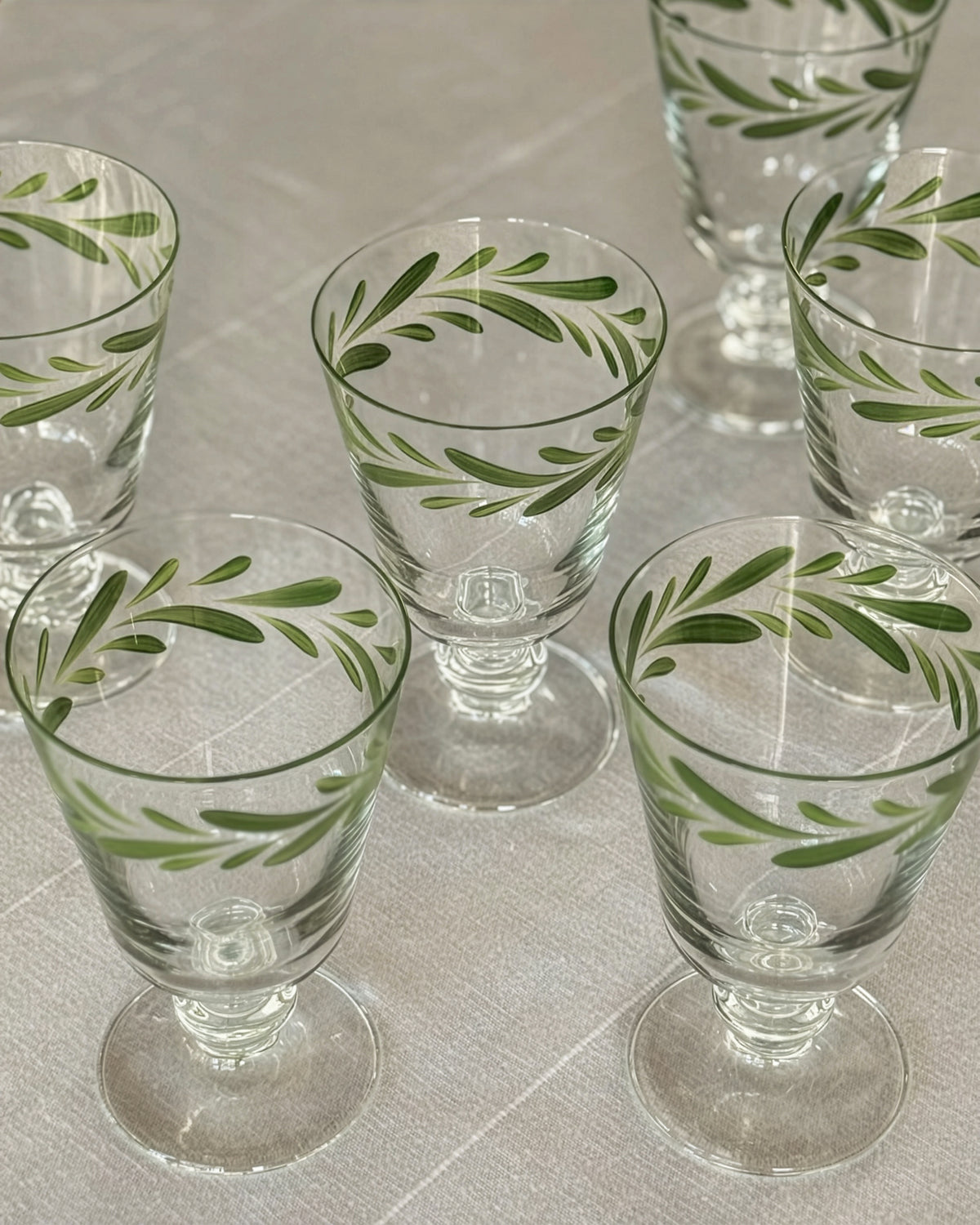 Jalisco Wine Glasses · glassware hand-painted in lime green · Los Vasos de Agua Clara
