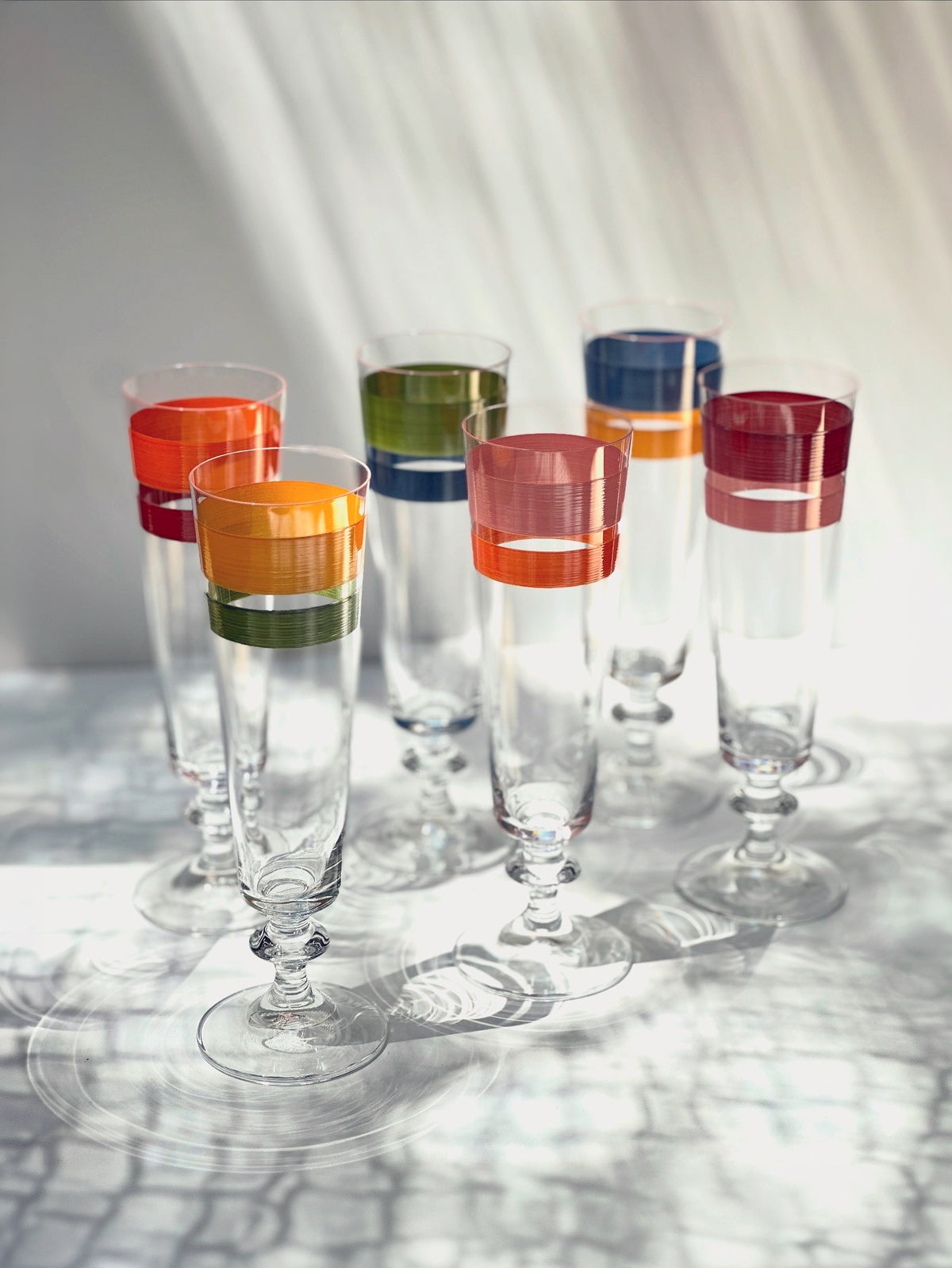 Portofino Champagne Glasses · hand-painted glassware, view 3 · Los Vasos de Agua Clara