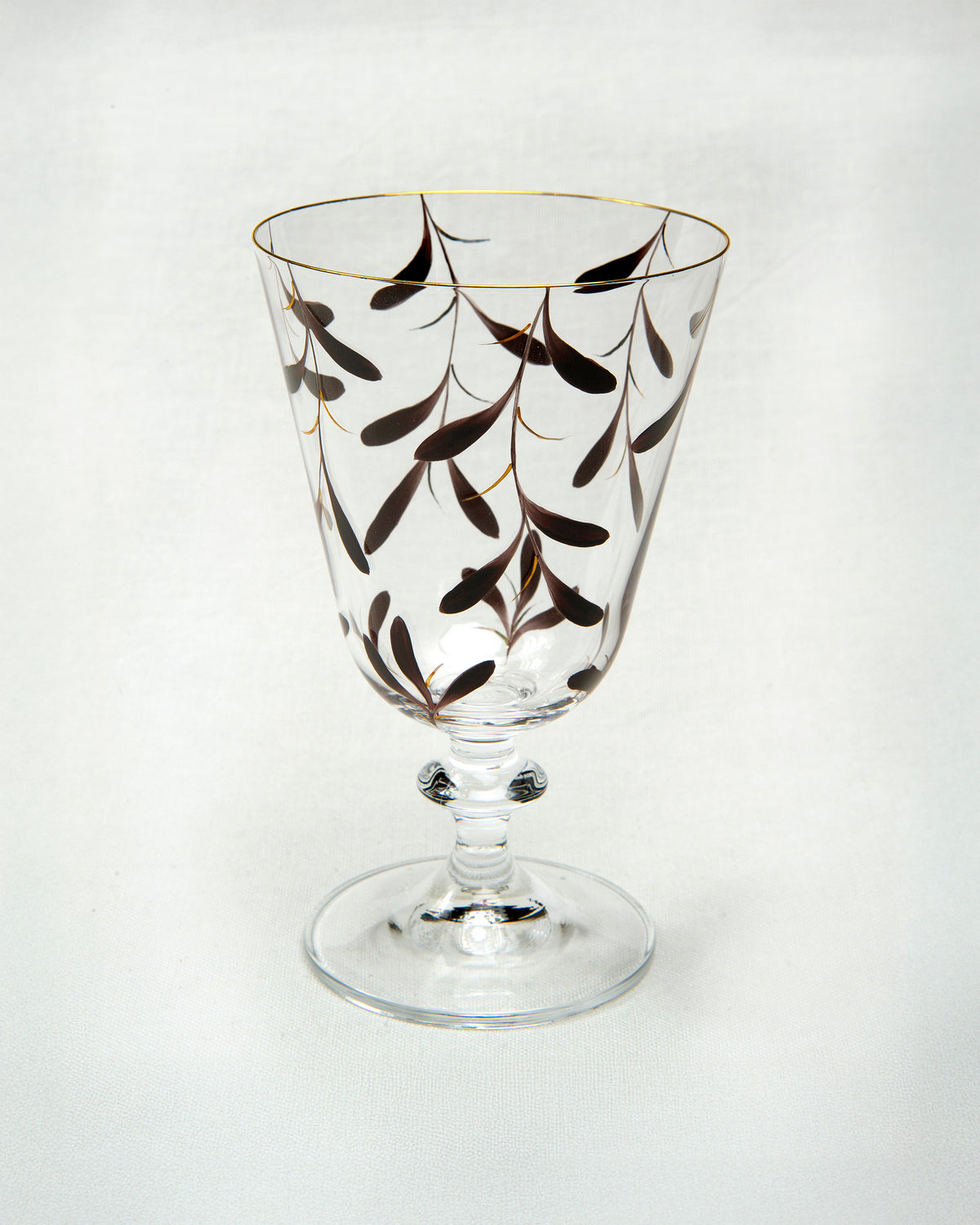 Palawan Wine Glasses · glassware hand-painted in brown · Los Vasos de Agua Clara