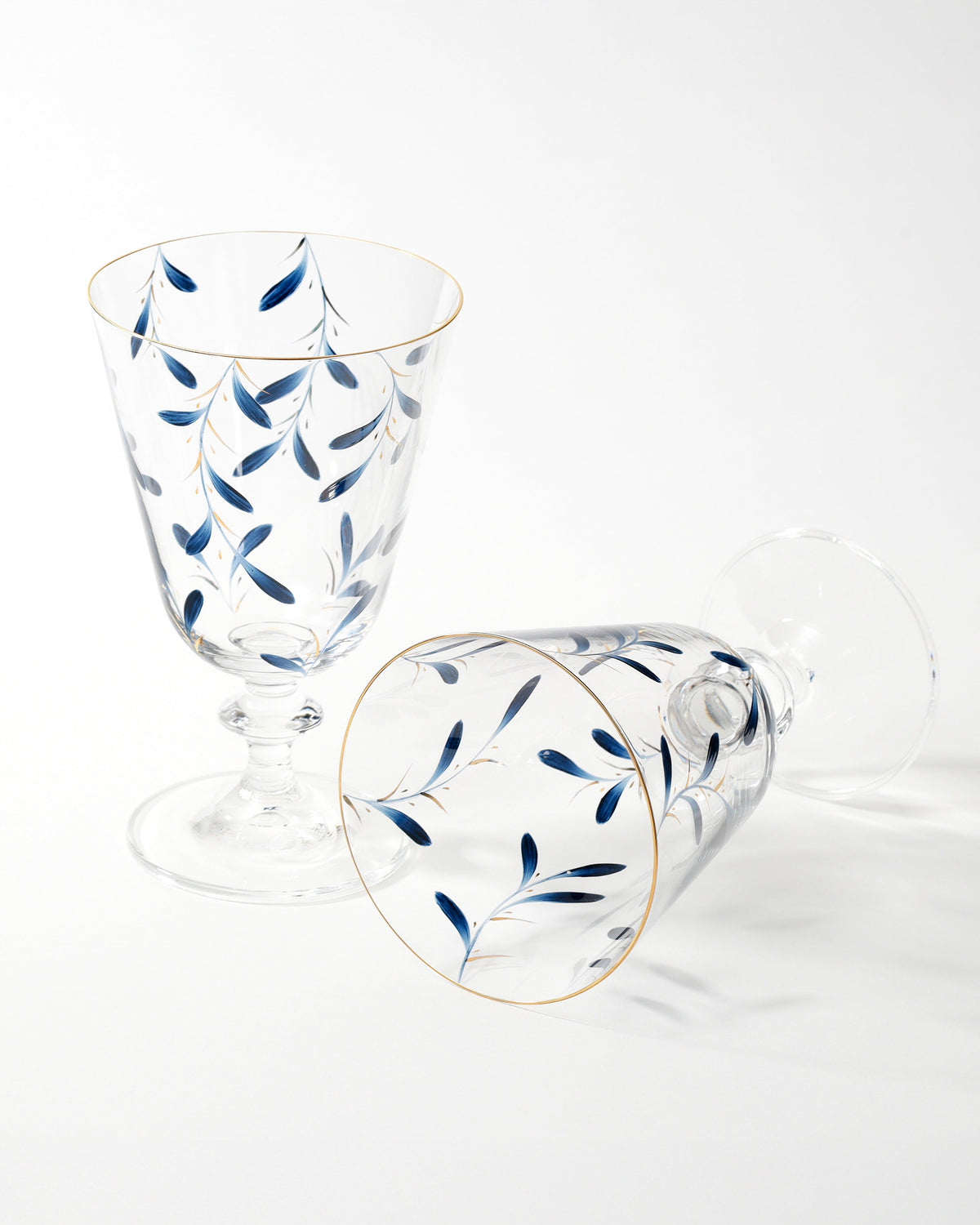 Palawan Wine Glasses · glassware hand-painted in midnight blue · Los Vasos de Agua Clara