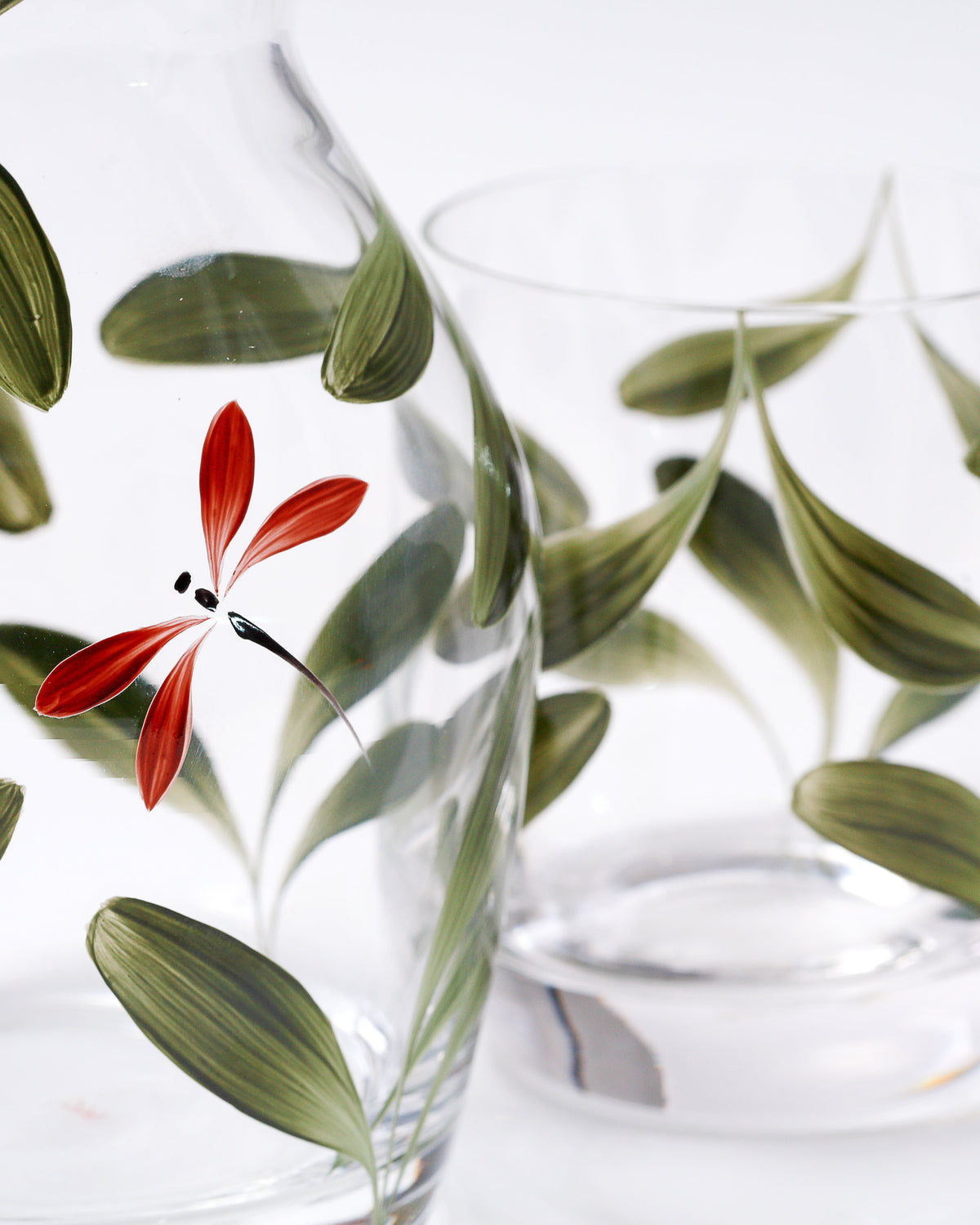 Melides Bedside Carafe · hand-painted glassware, view 8 · Los Vasos de Agua Clara
