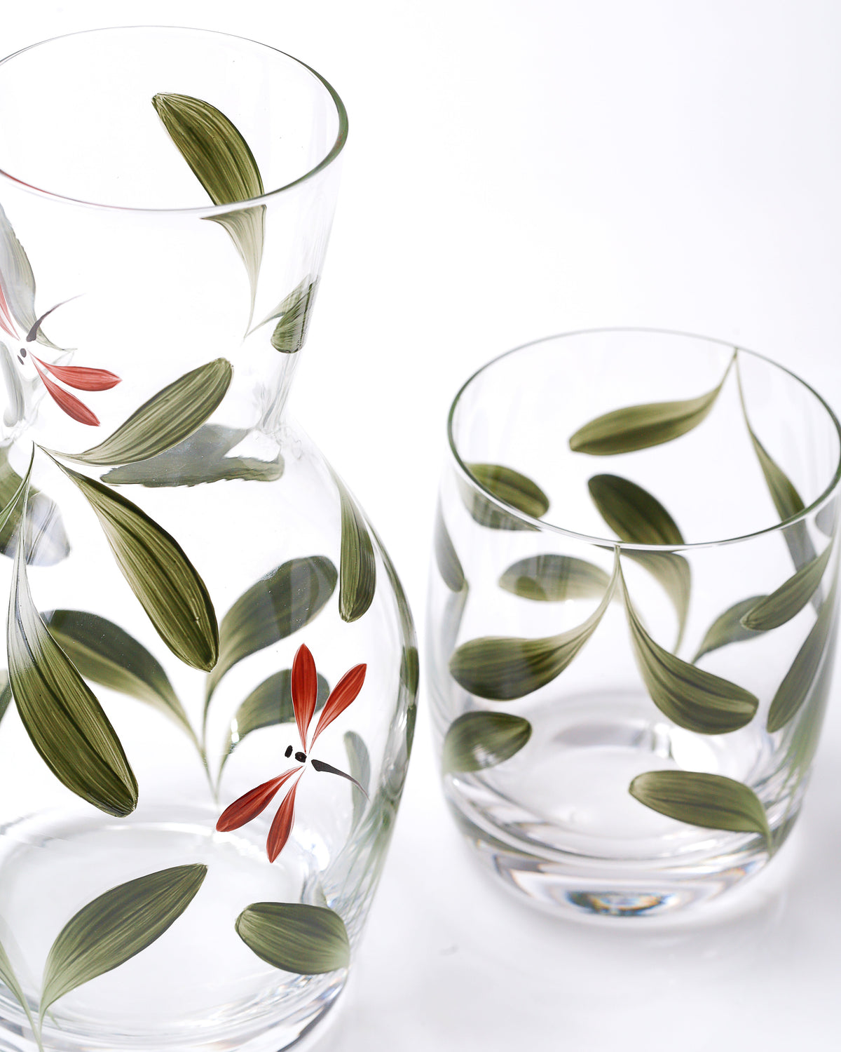 Melides Bedside Carafe · hand-painted glassware, view 7 · Los Vasos de Agua Clara