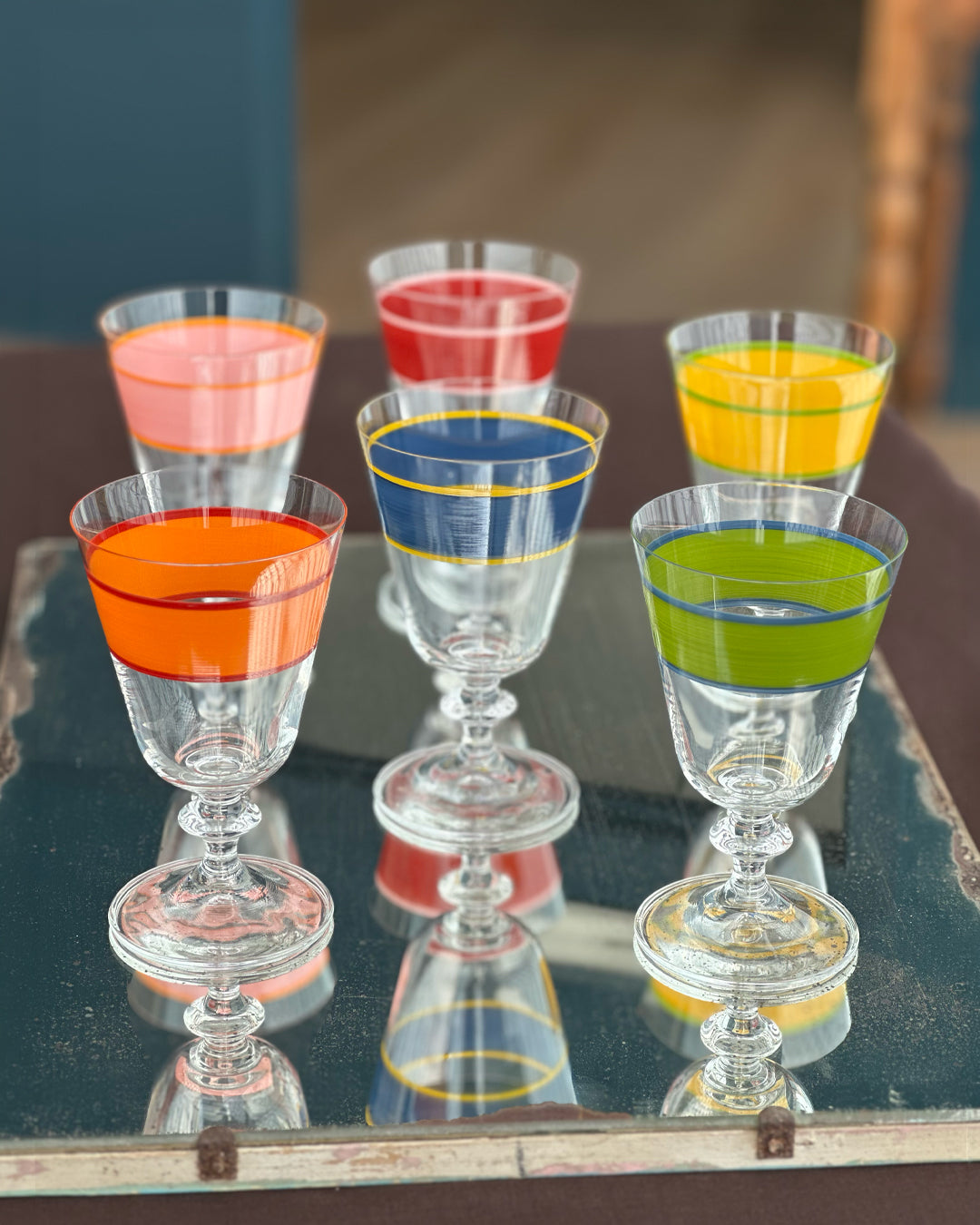 Oaxaca Portofino Wine Glasses · hand-painted glassware, view 8 · Los Vasos de Agua Clara