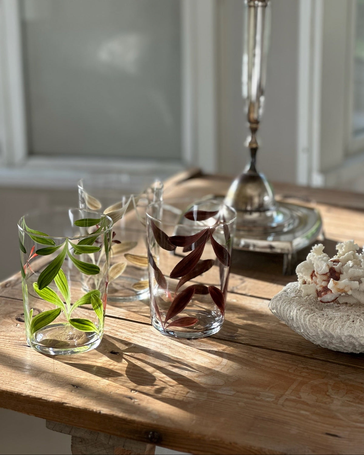 Melides Winter Tumblers · hand-painted glassware, view 3 · Los Vasos de Agua Clara