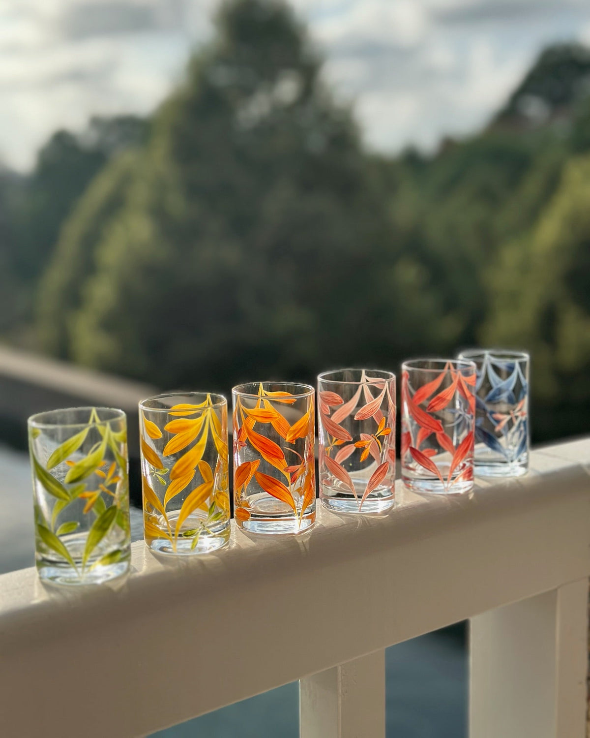 Melides Shot Glasses · hand-painted glassware, view 2 · Los Vasos de Agua Clara