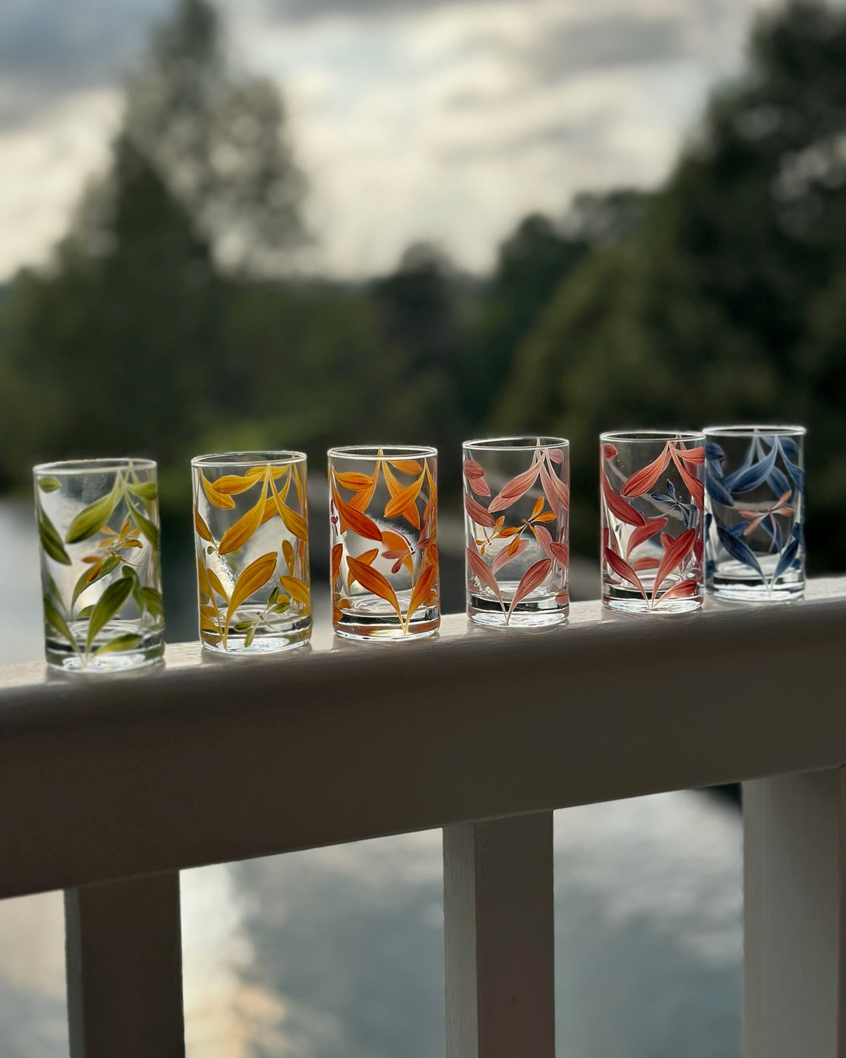 Vasos Chupito Melides · cristalería pintada a mano, vista 3 · Los Vasos de Agua Clara