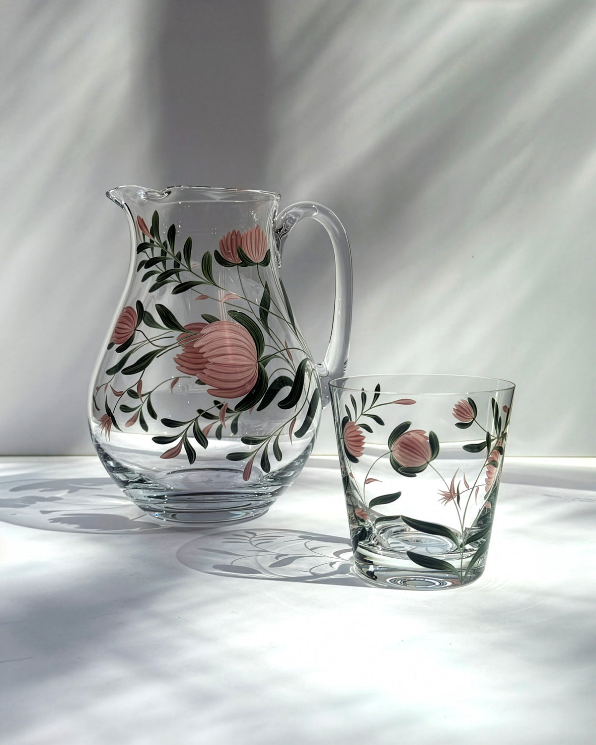Jaipur Jug & Tumblers · glassware hand-painted by Los Vasos de Agua Clara