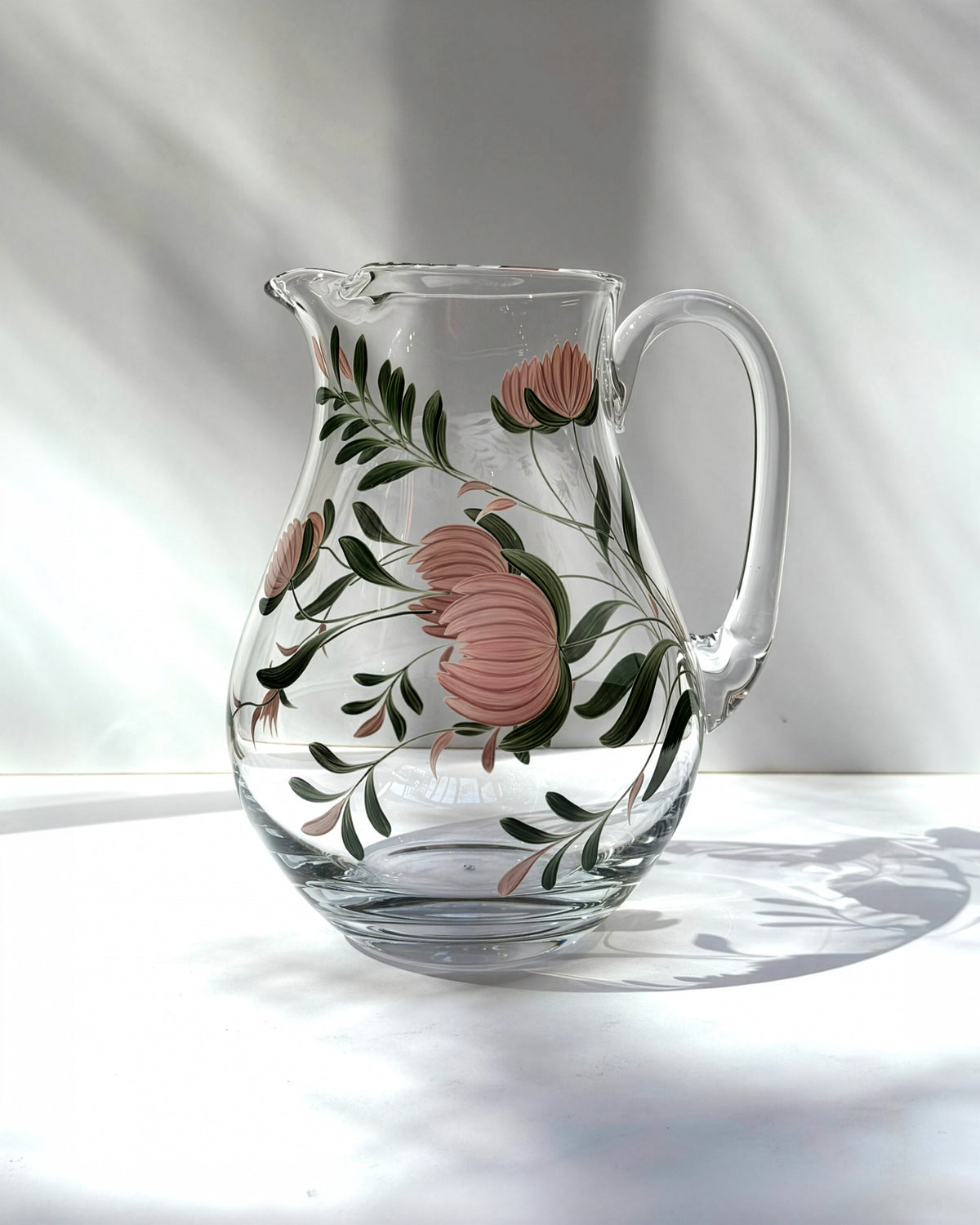 Jarra y vasos Jaipur · cristalería pintada a mano, vista 4 · Los Vasos de Agua Clara