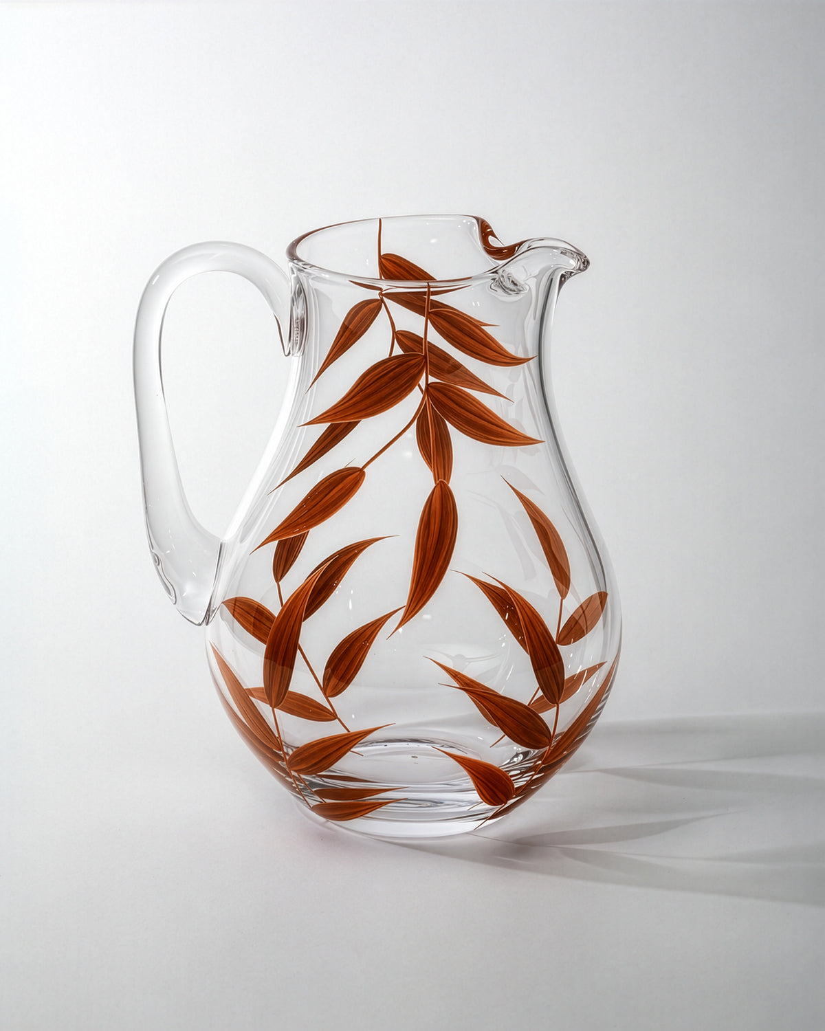 Jarra Acapulco · cristalería pintada a mano en terracota · Los Vasos de Agua Clara