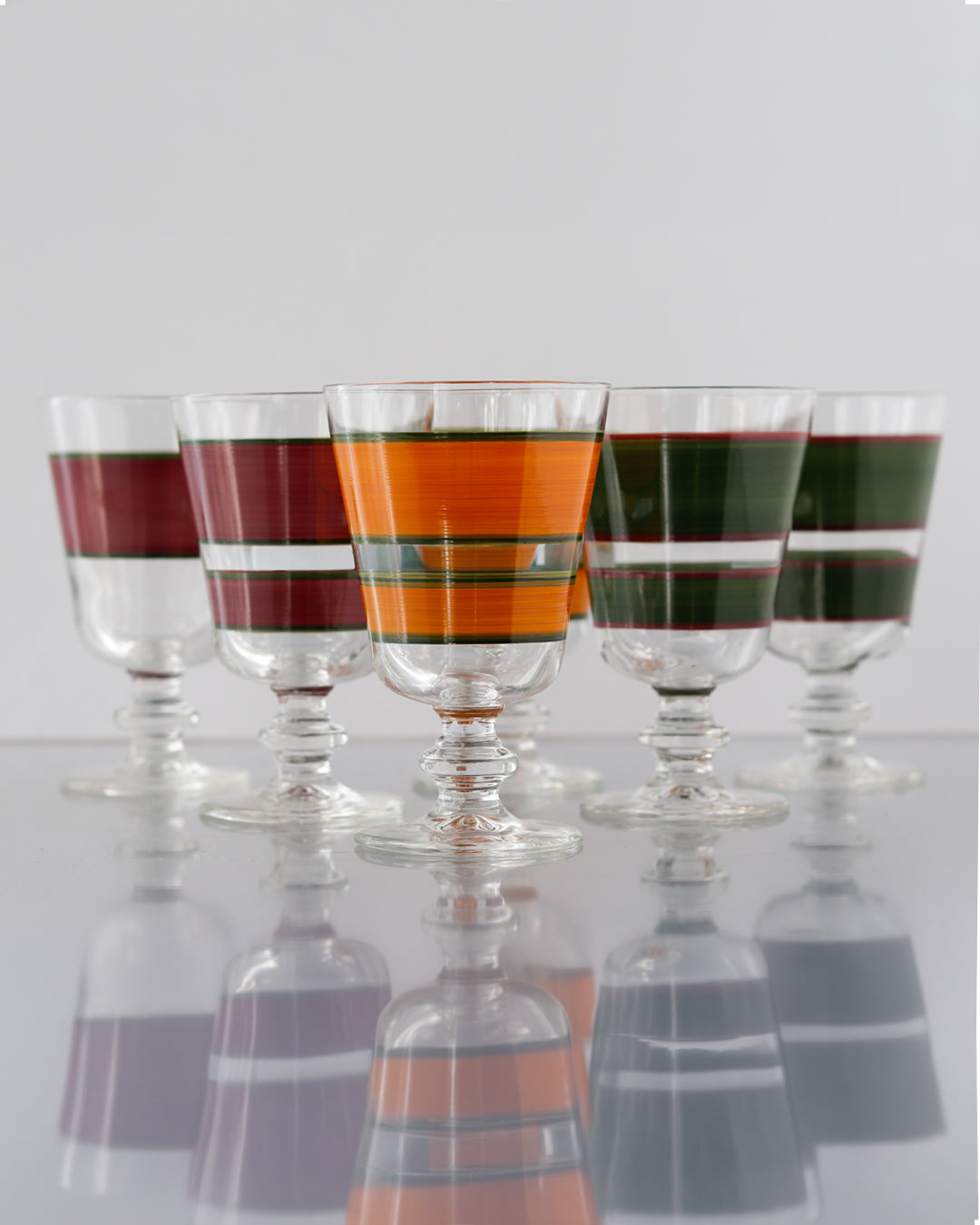 Oaxaca Tricolor Wine Glasses · hand-painted glassware, view 3 · Los Vasos de Agua Clara