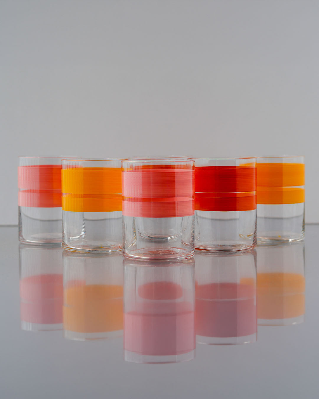 Portofino Sunrise Tumblers · hand-painted glassware, view 3 · Los Vasos de Agua Clara