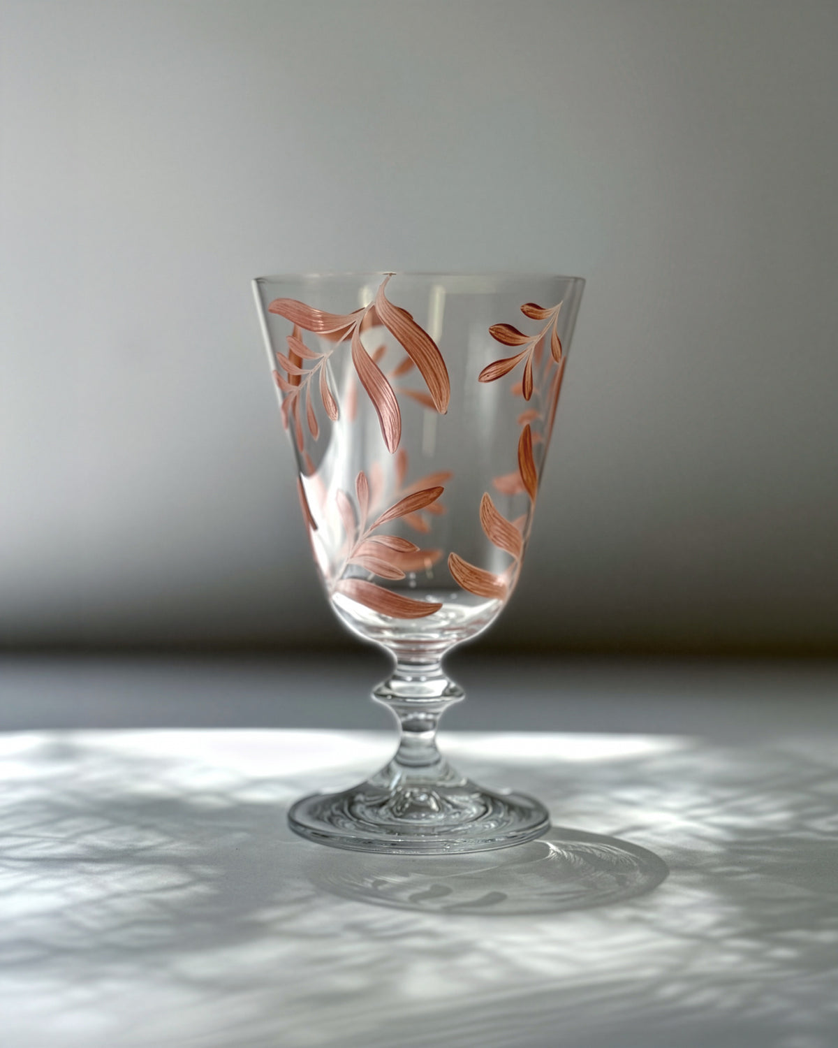 Saanen Wine Glasses · glassware hand-painted in terracotta · Los Vasos de Agua Clara