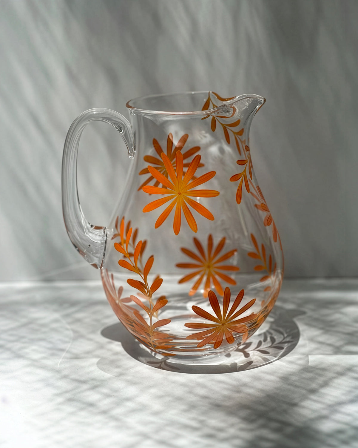 Jarra Saint Tropez II y Vasos Oaxaca · cristalería pintada a mano, vista 10 · Los Vasos de Agua Clara