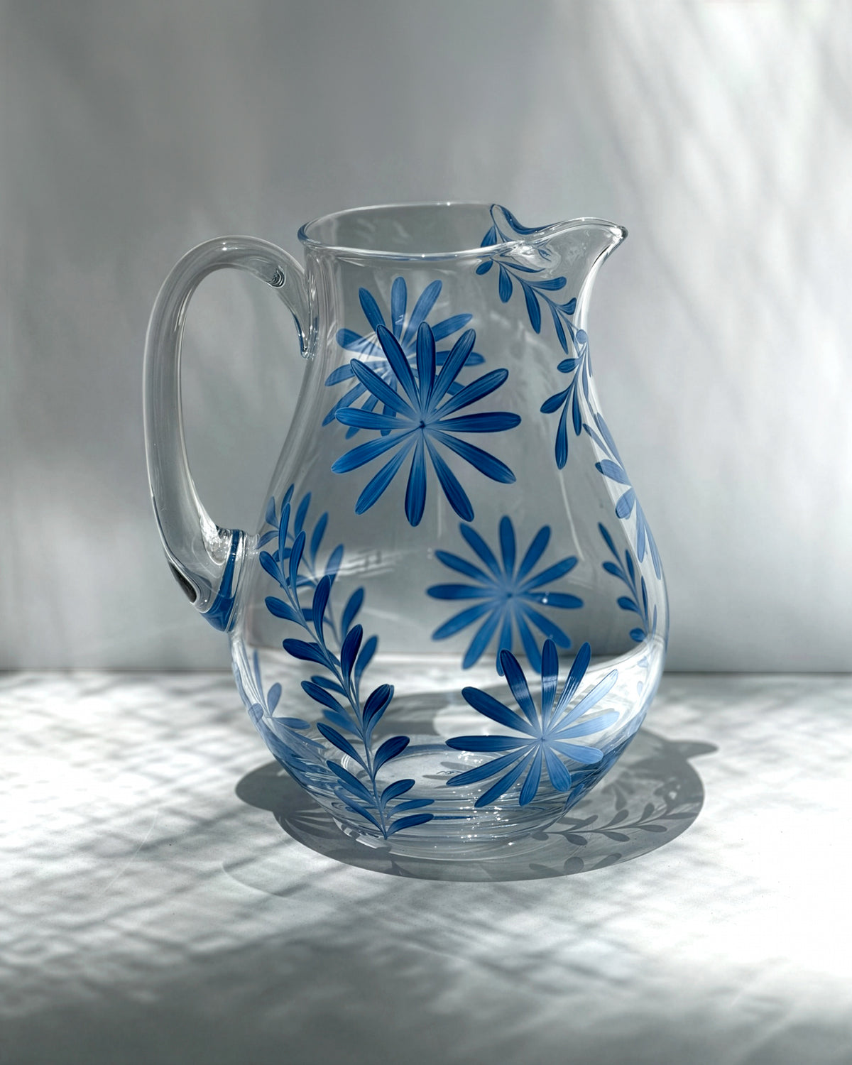 Saint Tropez II Jug & Oaxaca Tumblers · hand-painted glassware, view 2 · Los Vasos de Agua Clara