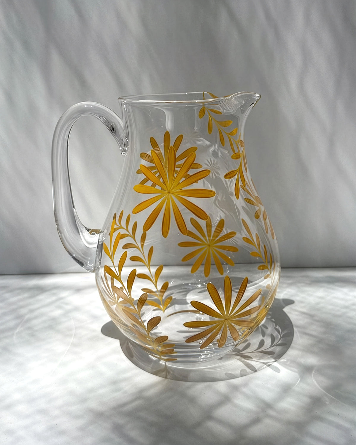 Jarra Saint Tropez II y Vasos Oaxaca · cristalería pintada a mano, vista 6 · Los Vasos de Agua Clara
