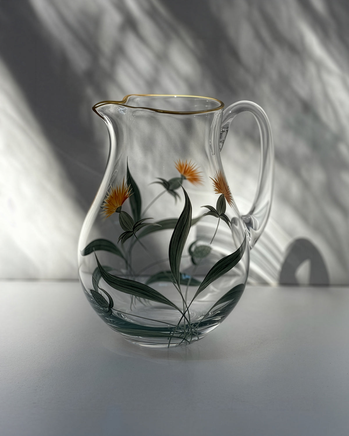 Saint Rémy Jug · glassware hand-painted in orange · Los Vasos de Agua Clara