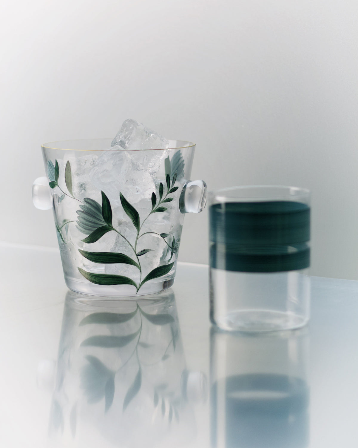 Hielera Jaipur · cristalería pintada a mano, vista 2 · Los Vasos de Agua Clara