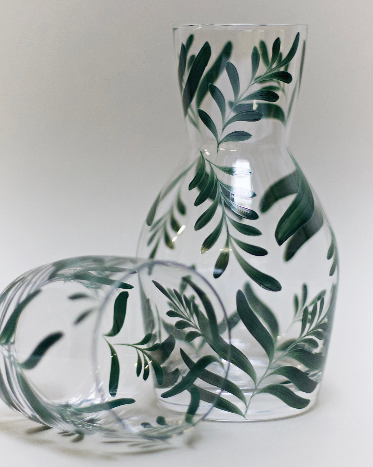 Saanen Bedside Carafe · hand-painted glassware, view 3 · Los Vasos de Agua Clara