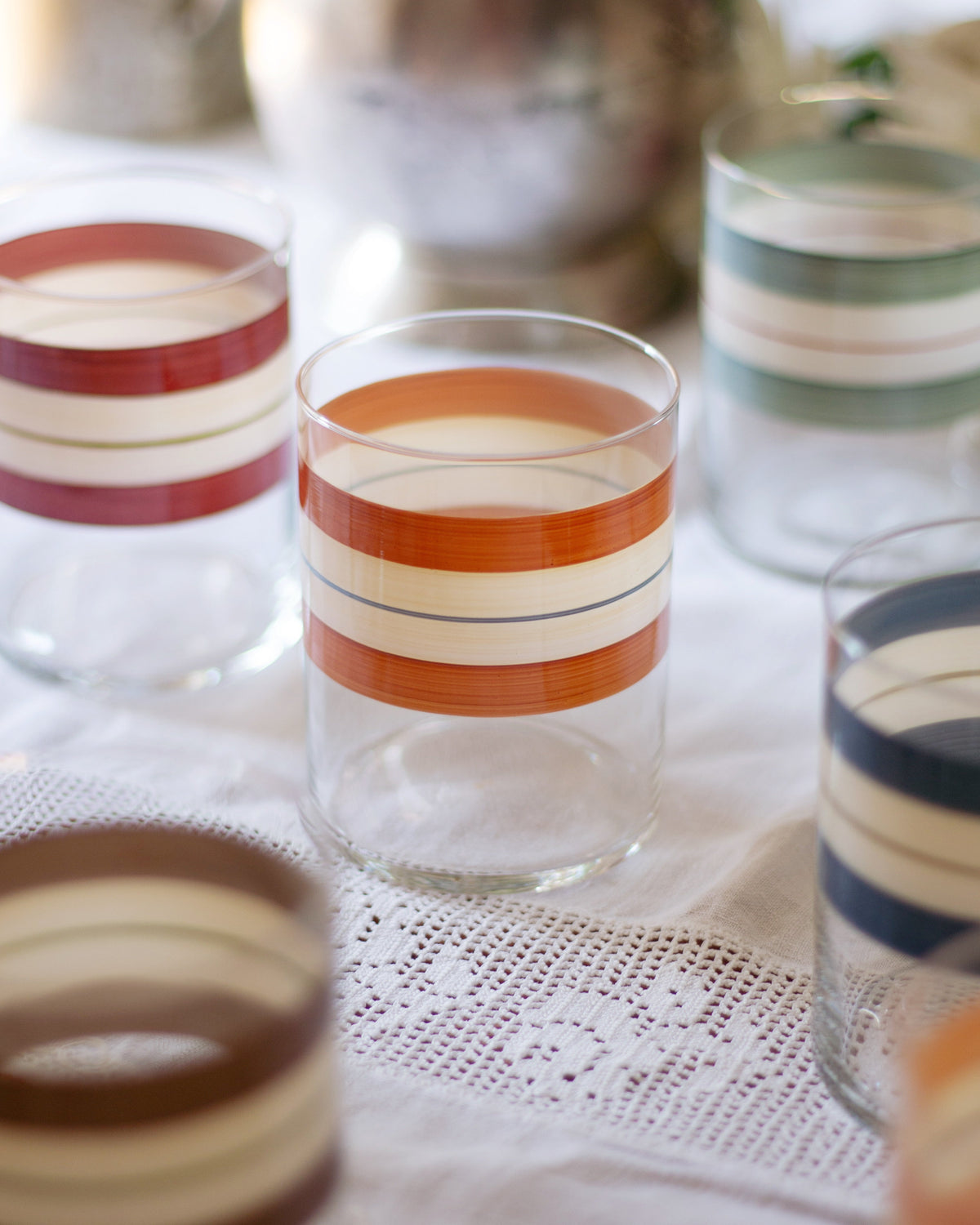 Vasos Siena · cristalería pintada a mano, vista 4 · Los Vasos de Agua Clara