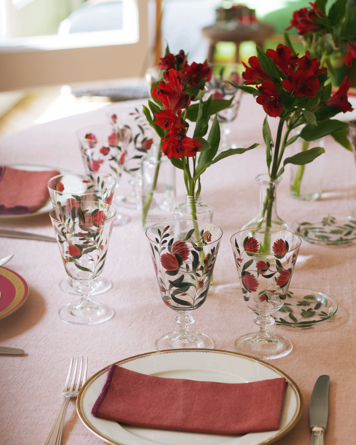 Jaipur Wine Glasses · hand-painted glassware, view 5 · Los Vasos de Agua Clara
