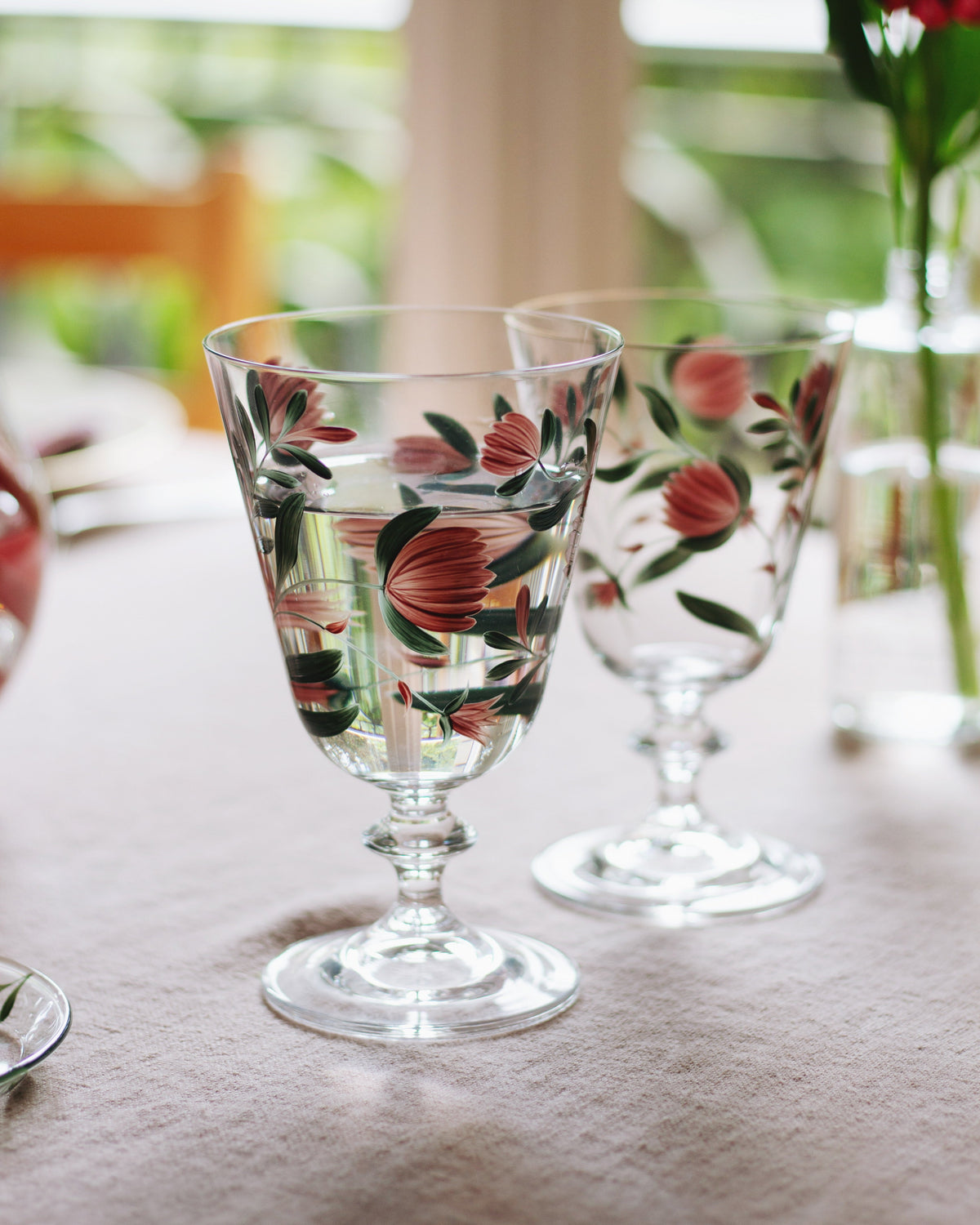Jaipur Wine Glasses · hand-painted glassware, view 4 · Los Vasos de Agua Clara