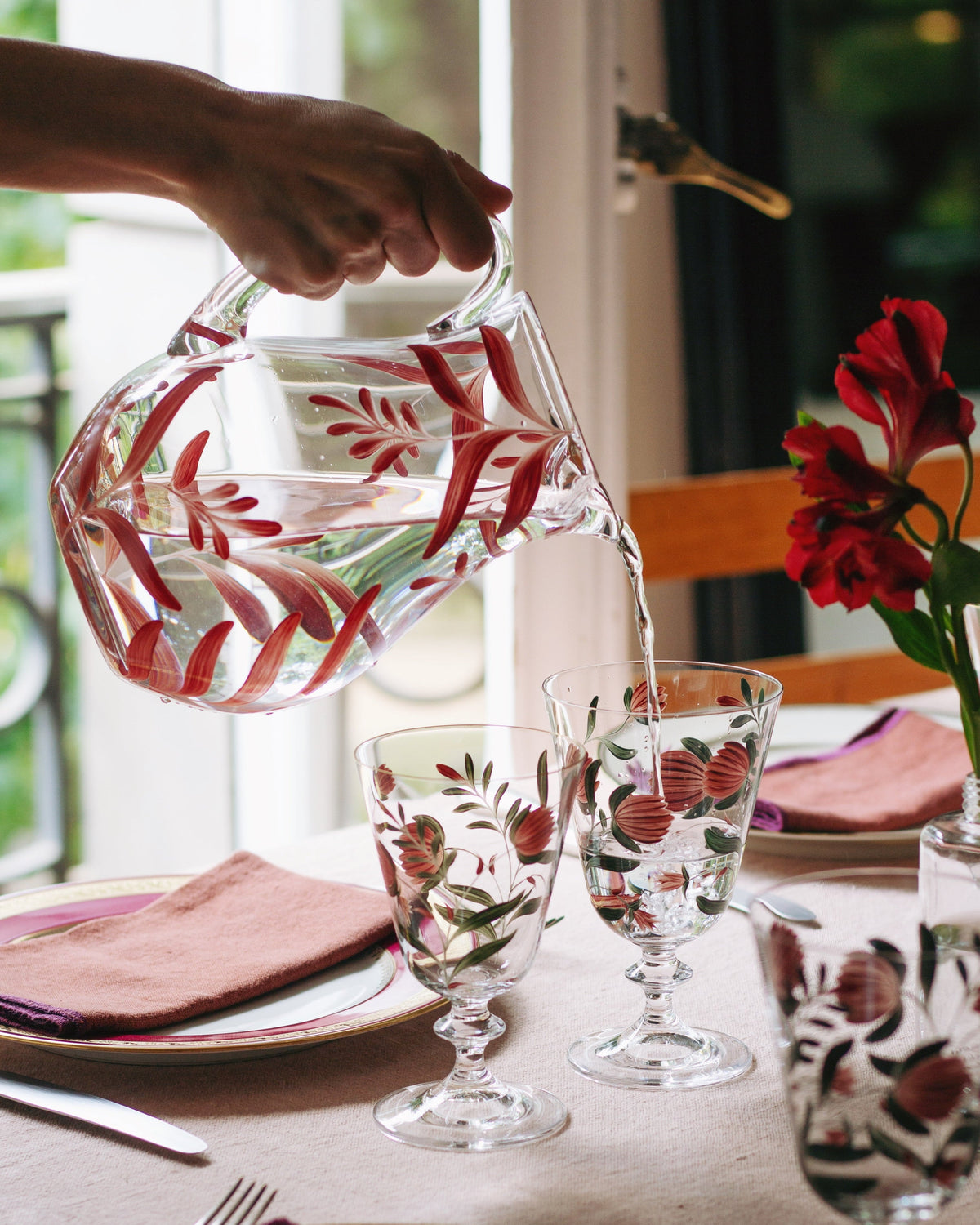Jaipur Wine Glasses · hand-painted glassware, view 7 · Los Vasos de Agua Clara