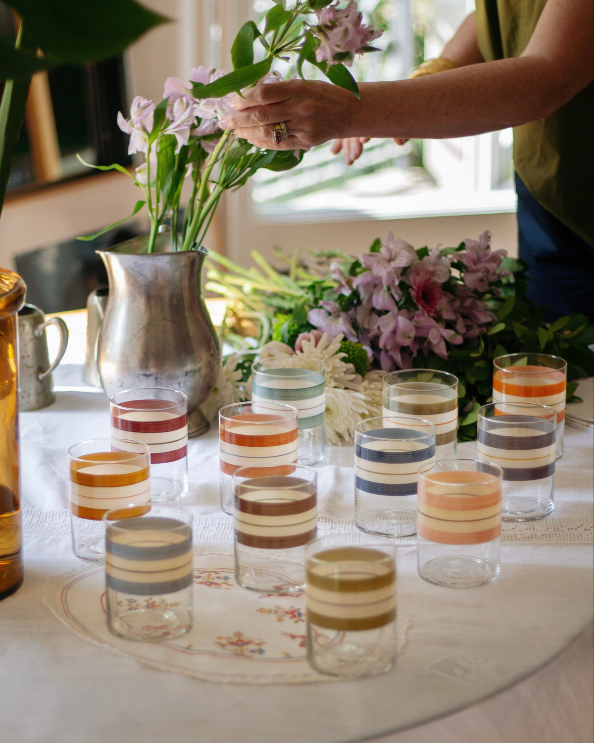 Vasos Siena · cristalería pintada a mano, vista 3 · Los Vasos de Agua Clara