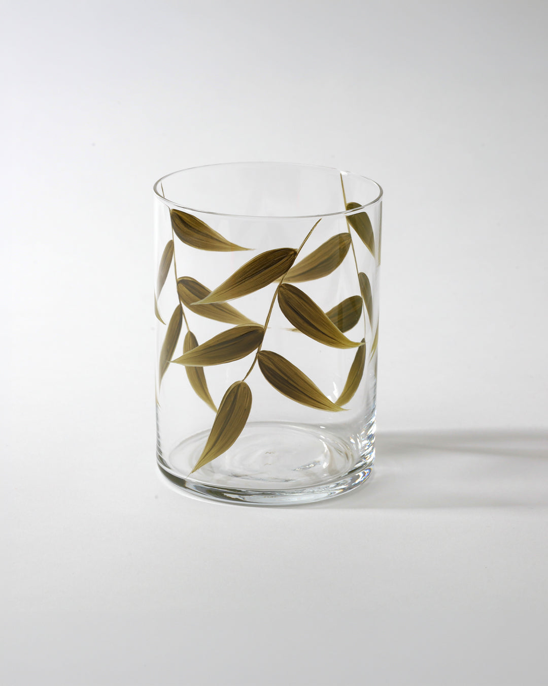 Acapulco Tumblers · glassware hand-painted in olive green · Los Vasos de Agua Clara