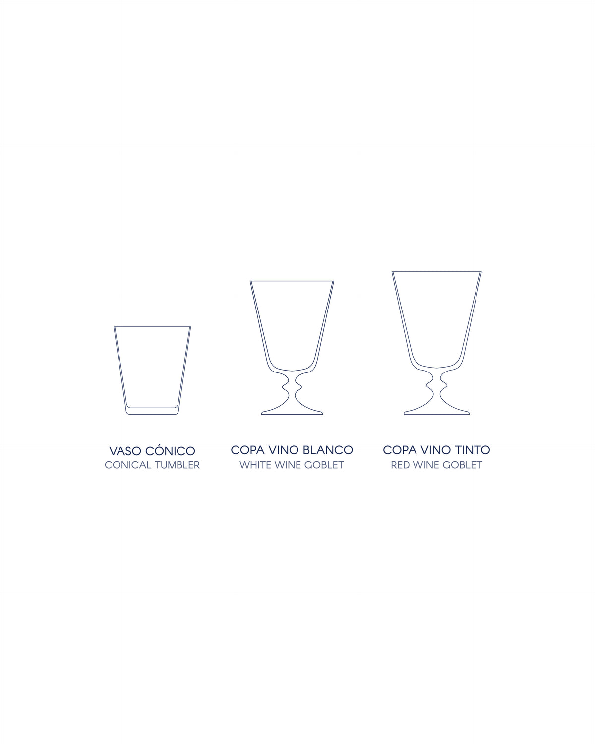 Set Copas y vasos Palawan · cristalería pintada a mano en blanco · Los Vasos de Agua Clara