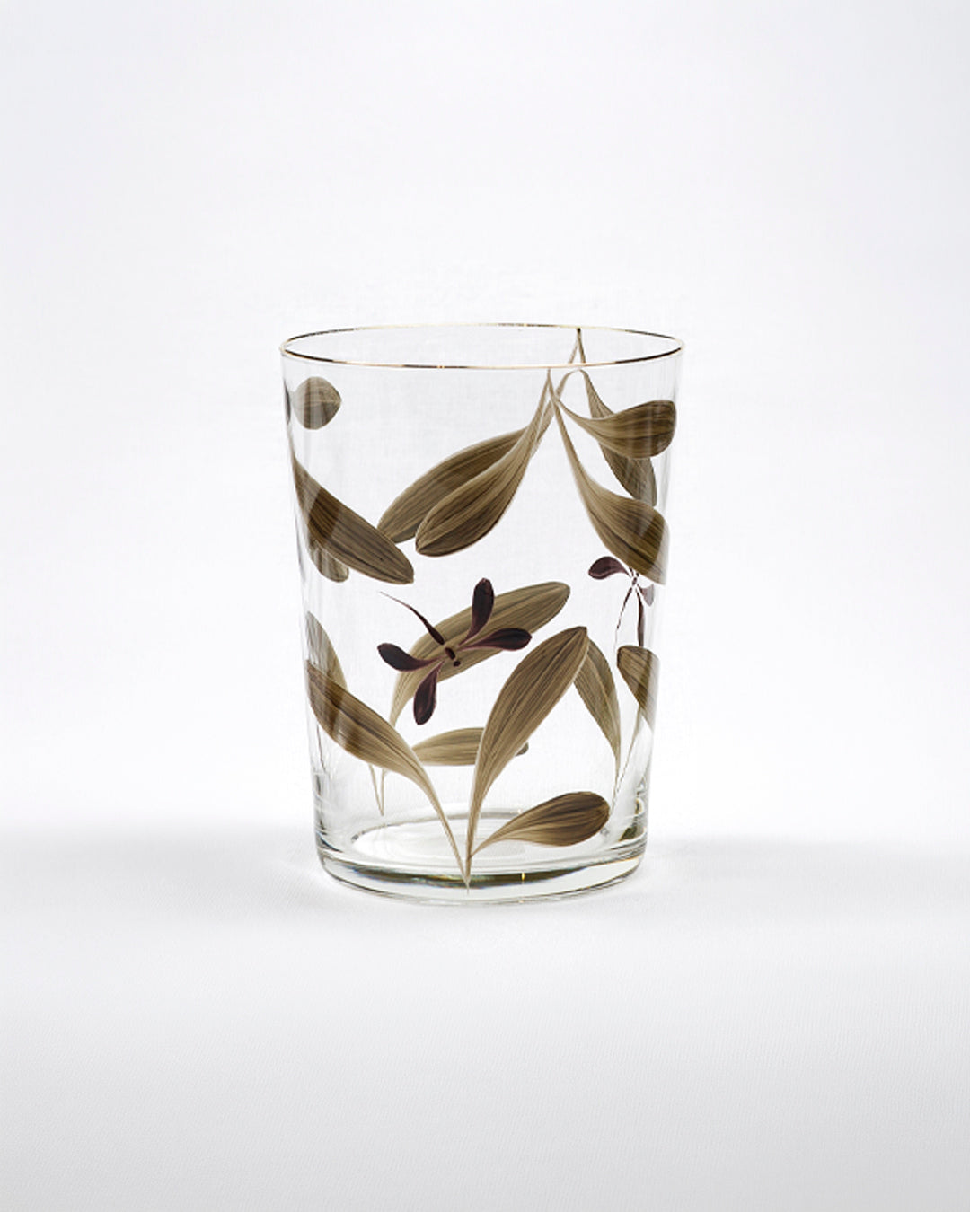 Melides Winter Tumblers · glassware hand-painted in taupe · Los Vasos de Agua Clara