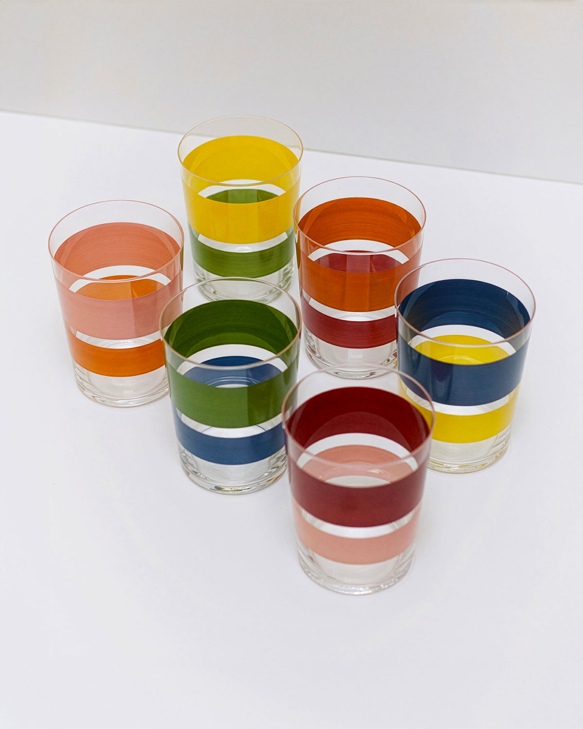 Portofino Set · glassware hand-painted in Portofino colours · Los Vasos de Agua Clara