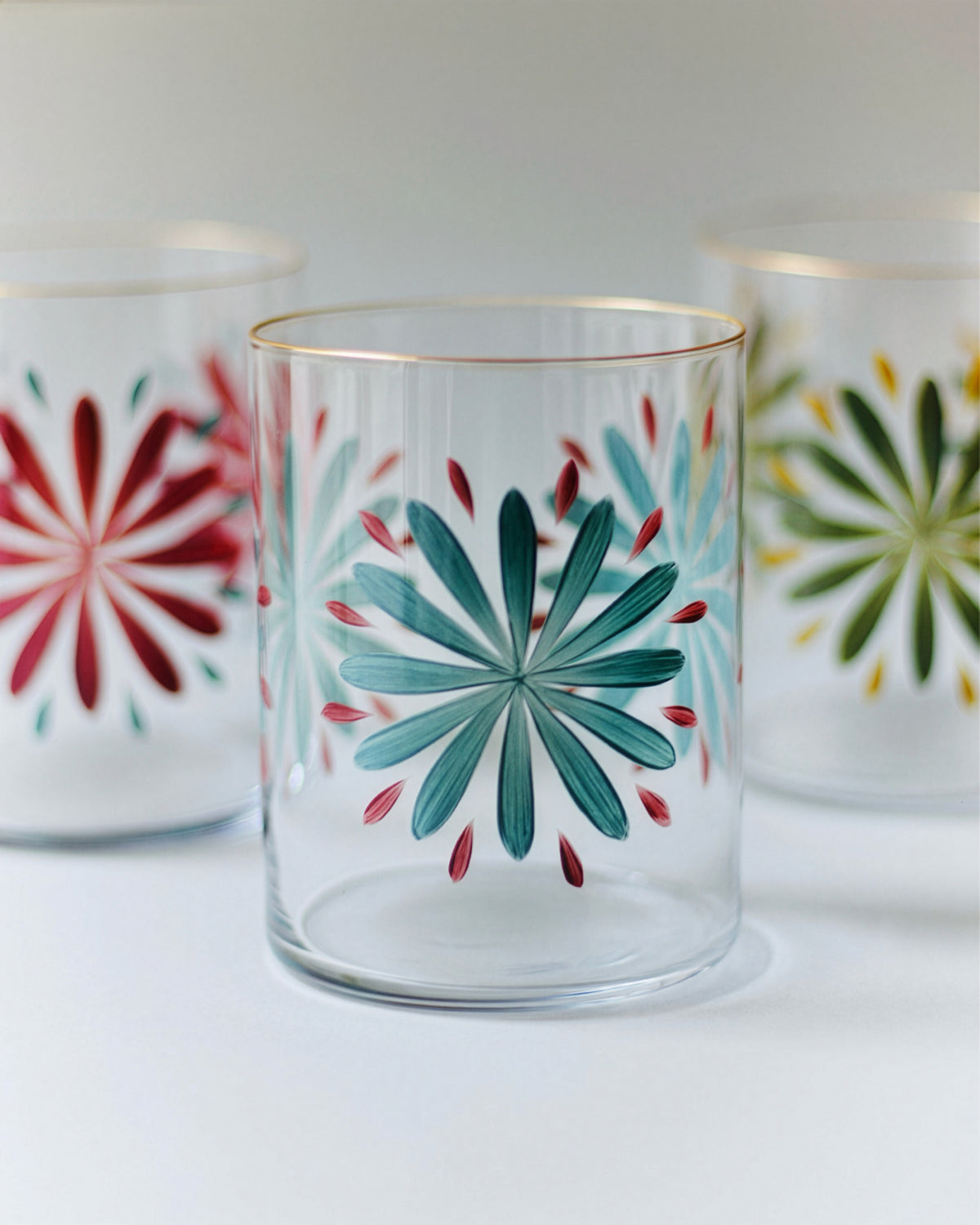 Saint Tropez II Tumblers · hand-painted glassware, view 2 · Los Vasos de Agua Clara