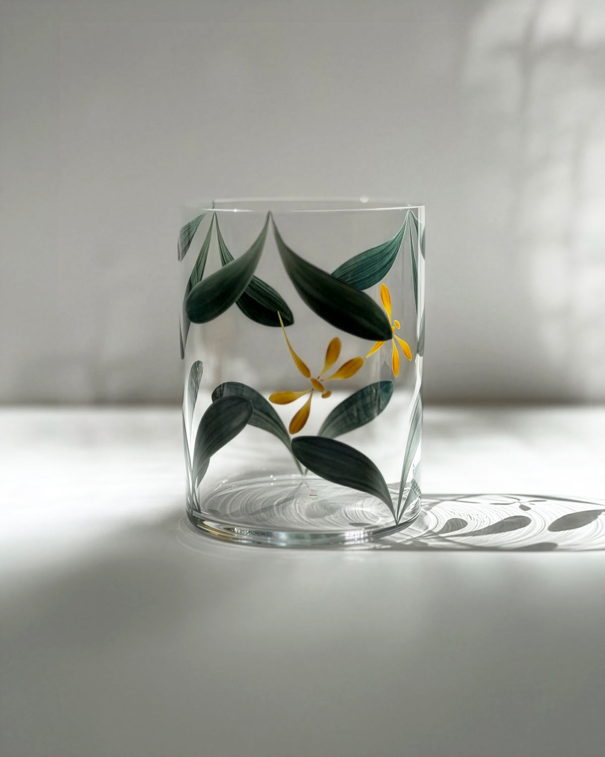 Melides Tumblers · glassware hand-painted in sea green · Los Vasos de Agua Clara