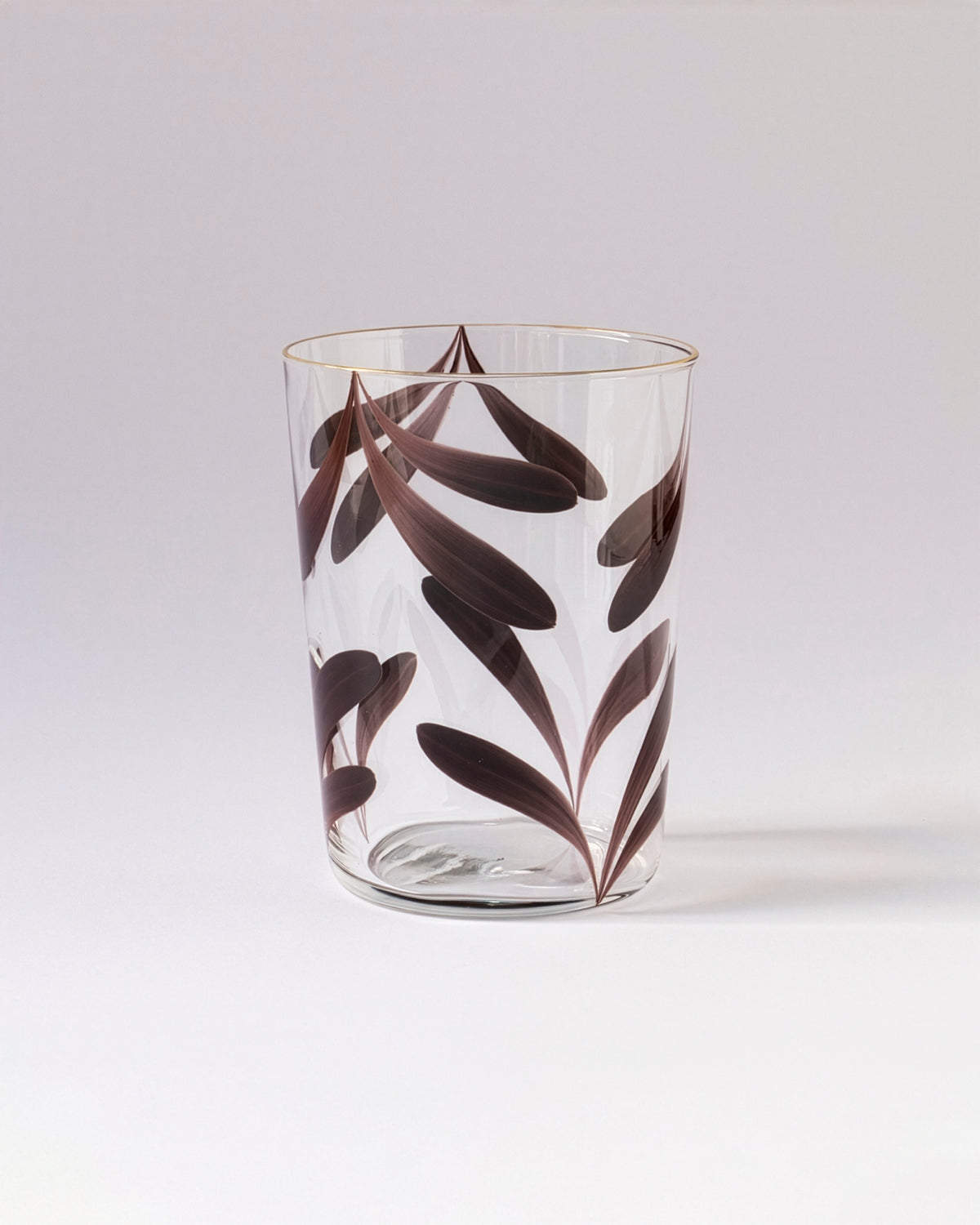 Soul Monocolor Tumblers · glassware hand-painted in brown · Los Vasos de Agua Clara