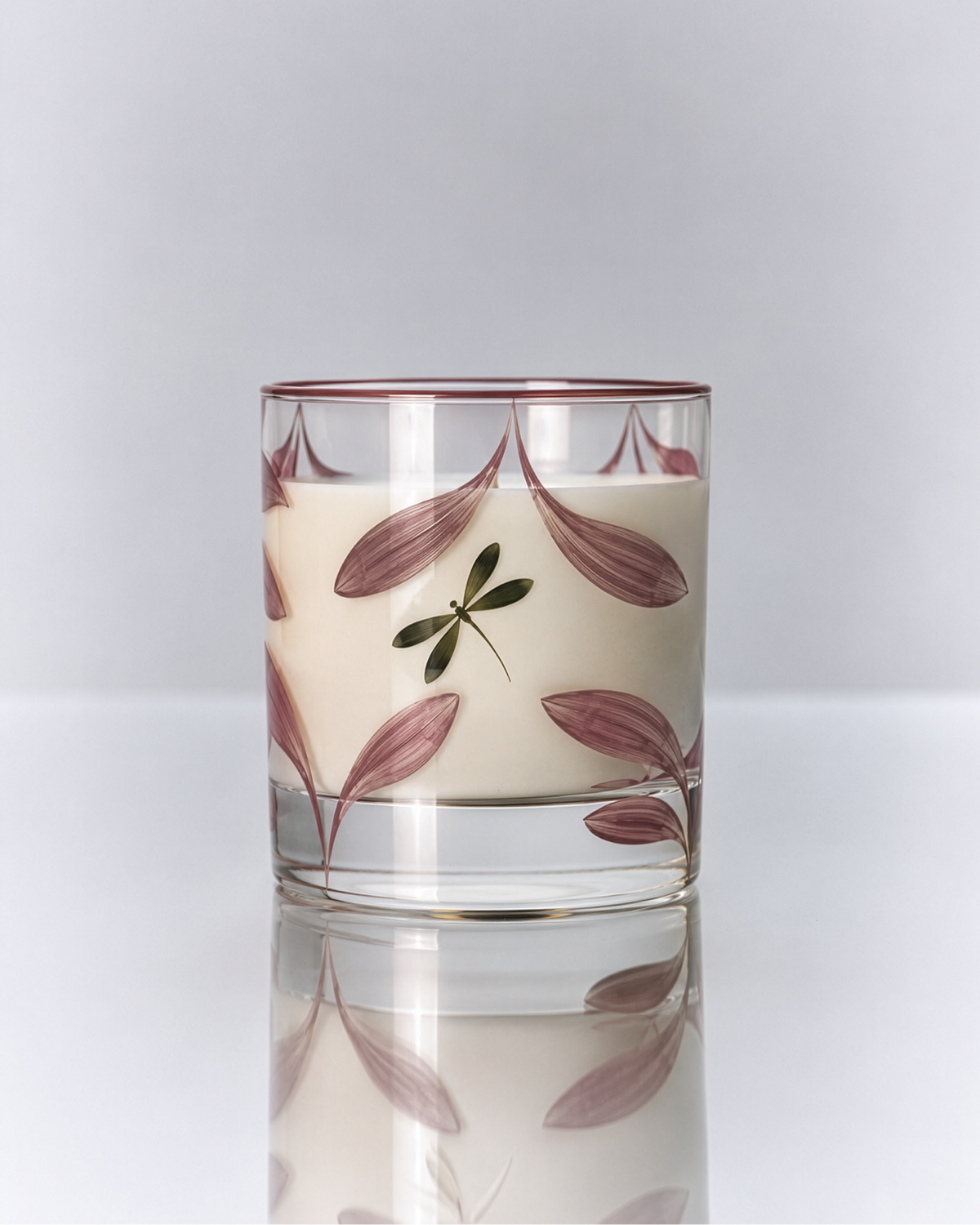 Melides Candle Holder · glassware hand-painted in blush pink · Los Vasos de Agua Clara